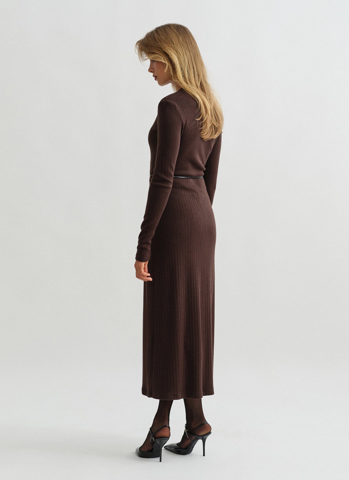 Γυναικεία ελαστική μακριά πλεκτή ριπ ζακέτα