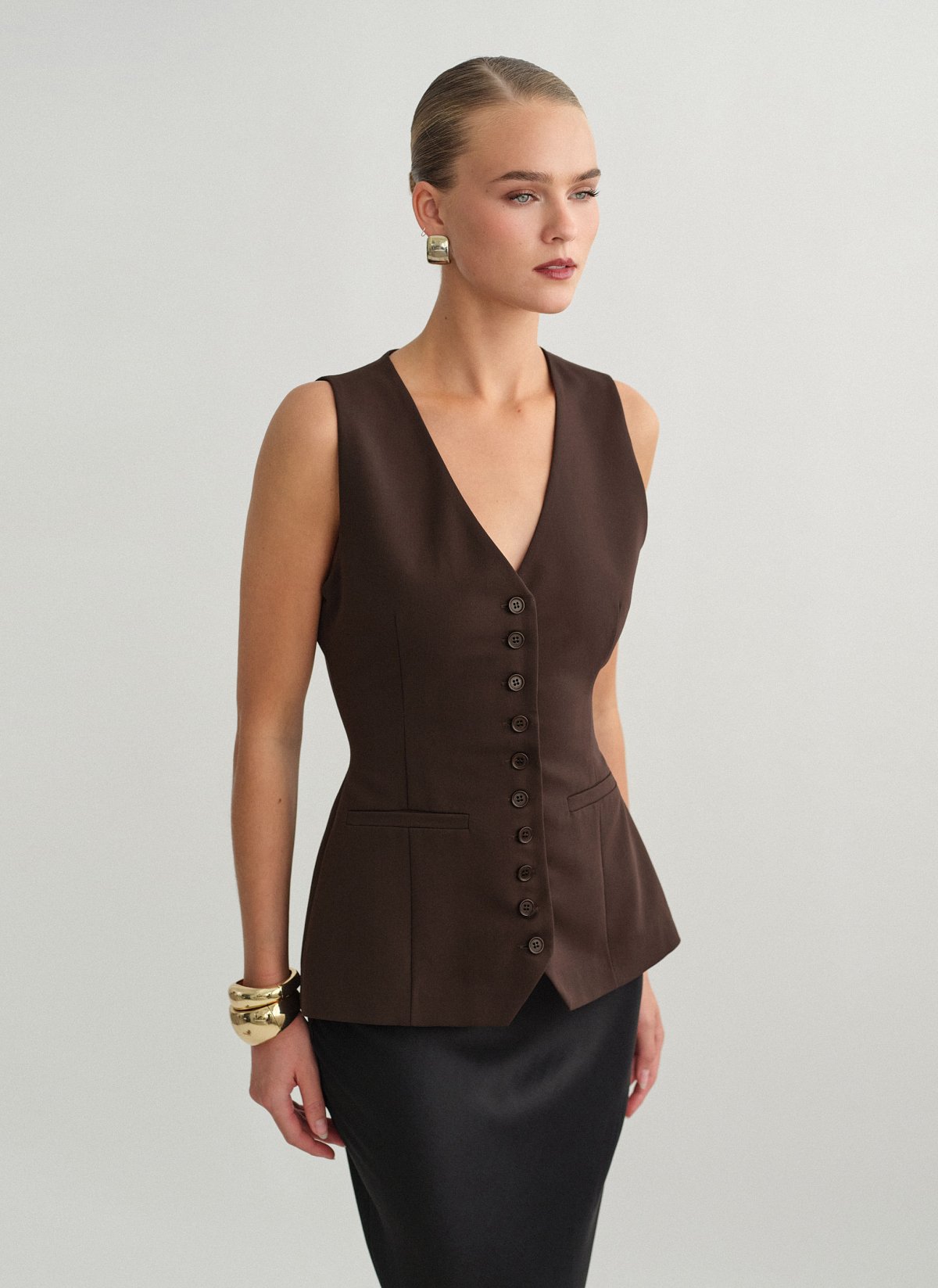 Υφασμάτινο γιλέκο με κουμπιά-4