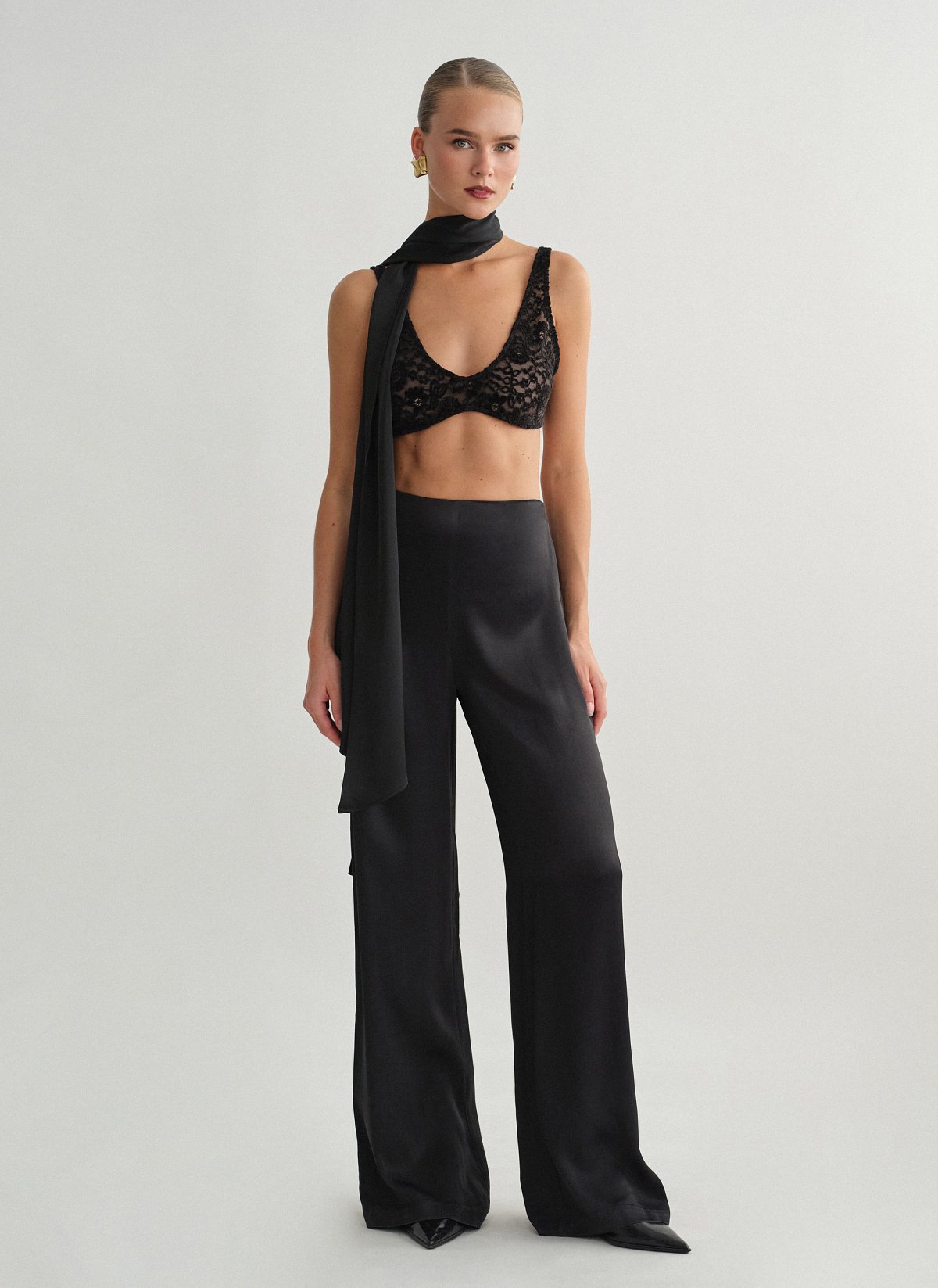 Satin high-waist trousers-10