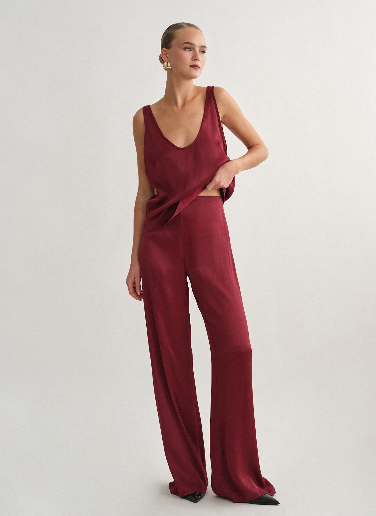 Satin high-waist trousers-13