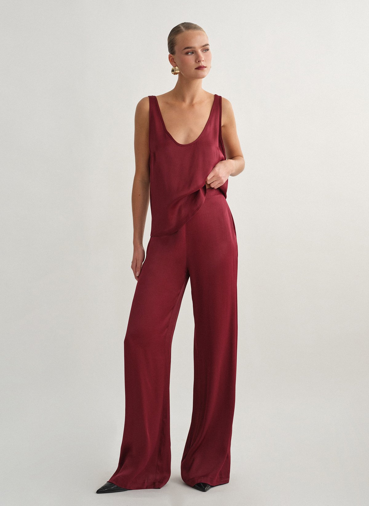 Satin high-waist trousers-12