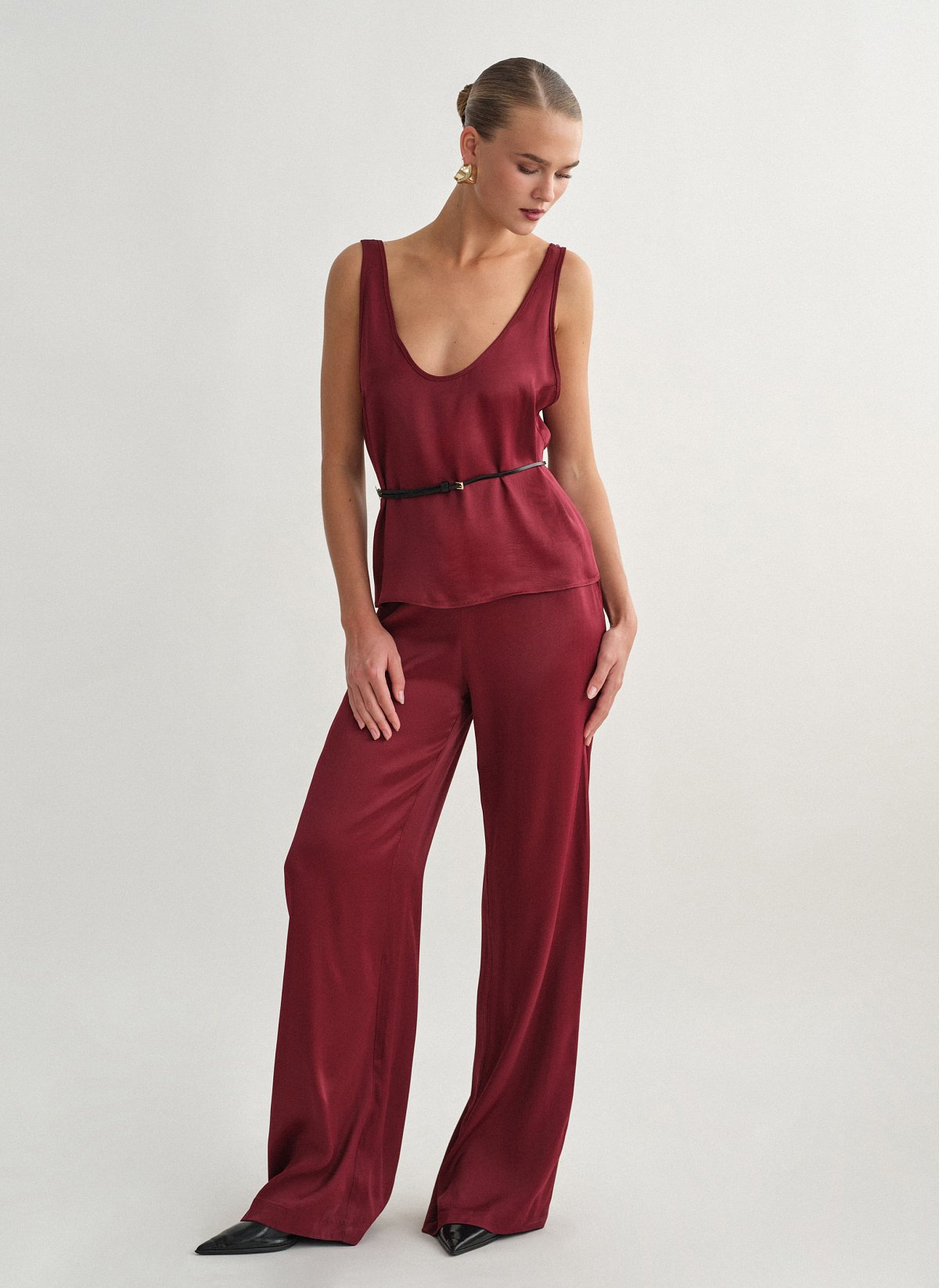 Satin high-waist trousers-14