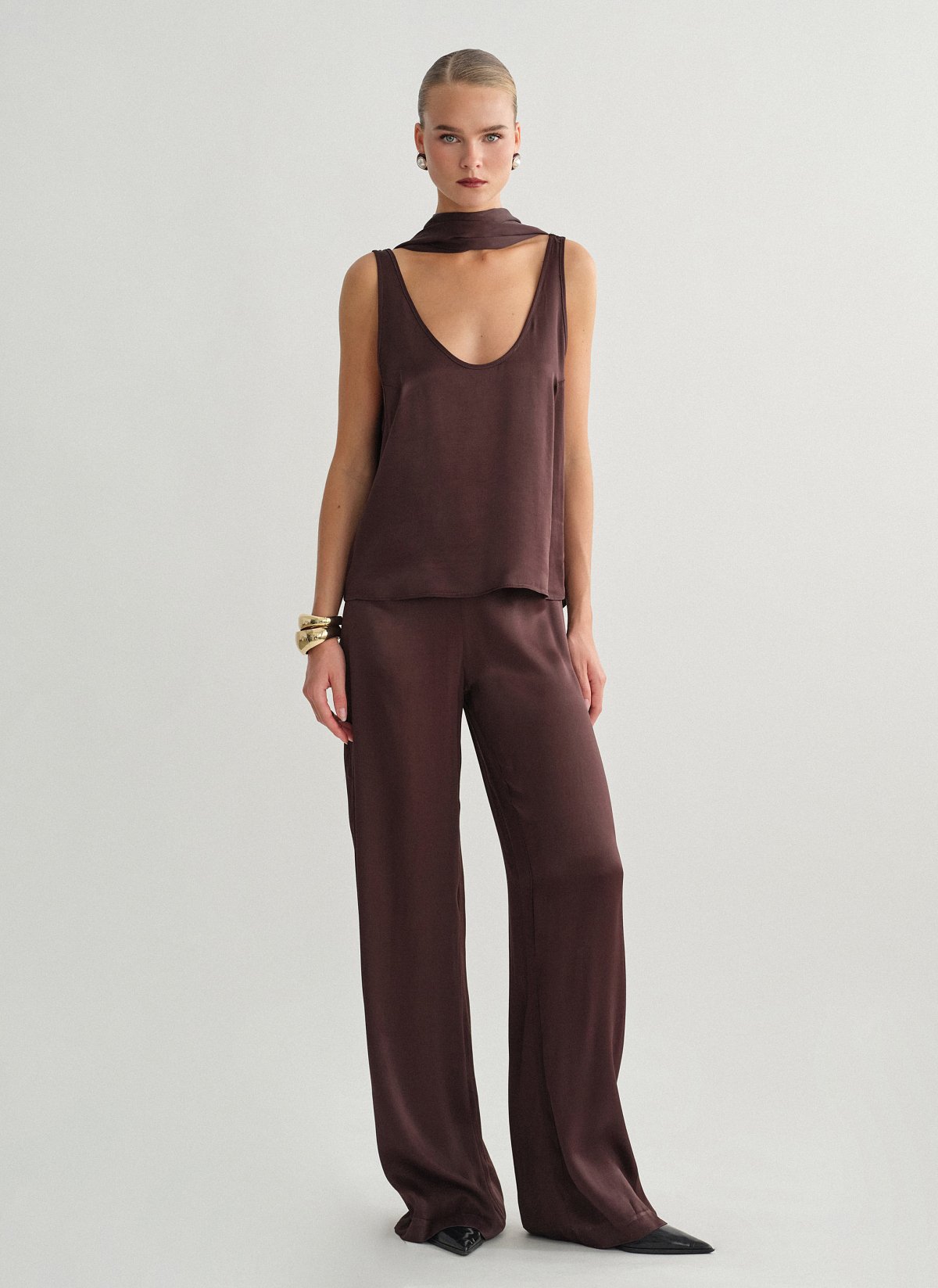 Satin high-waist trousers-2