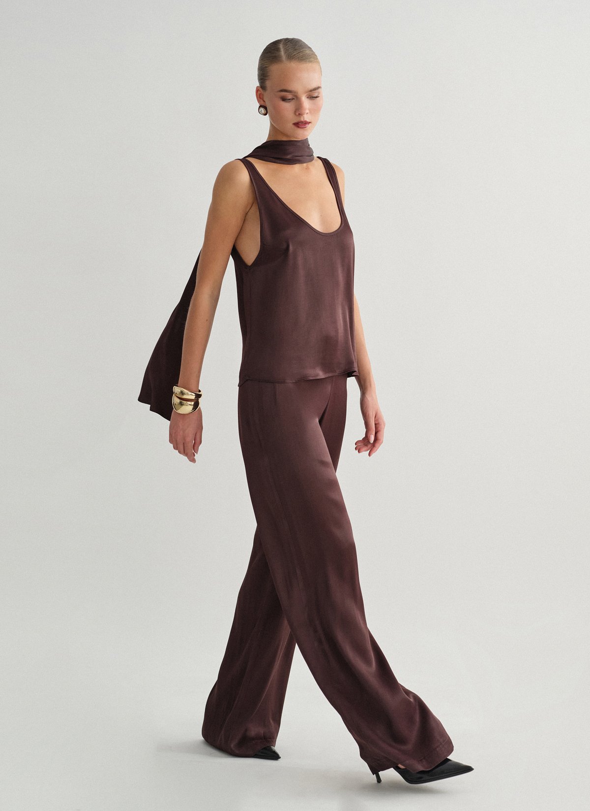 Satin high-waist trousers-3