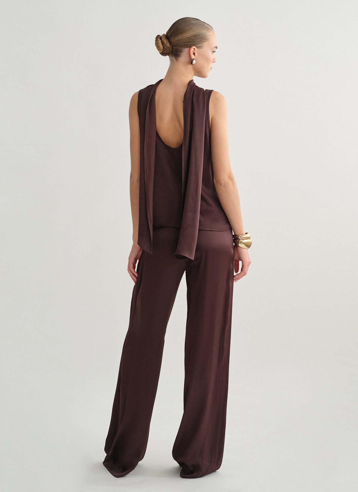 Satin high-waist trousers-5