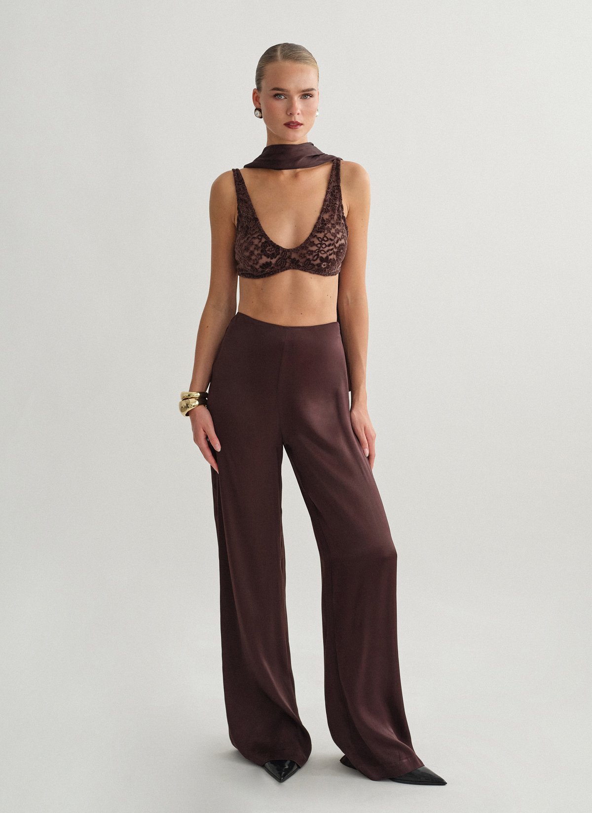 Satin high-waist trousers-6