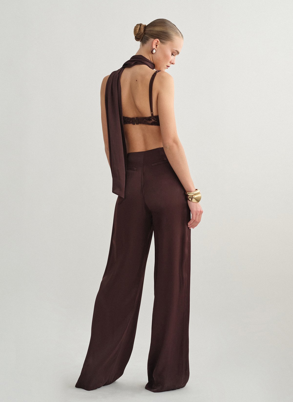 Satin high-waist trousers-7