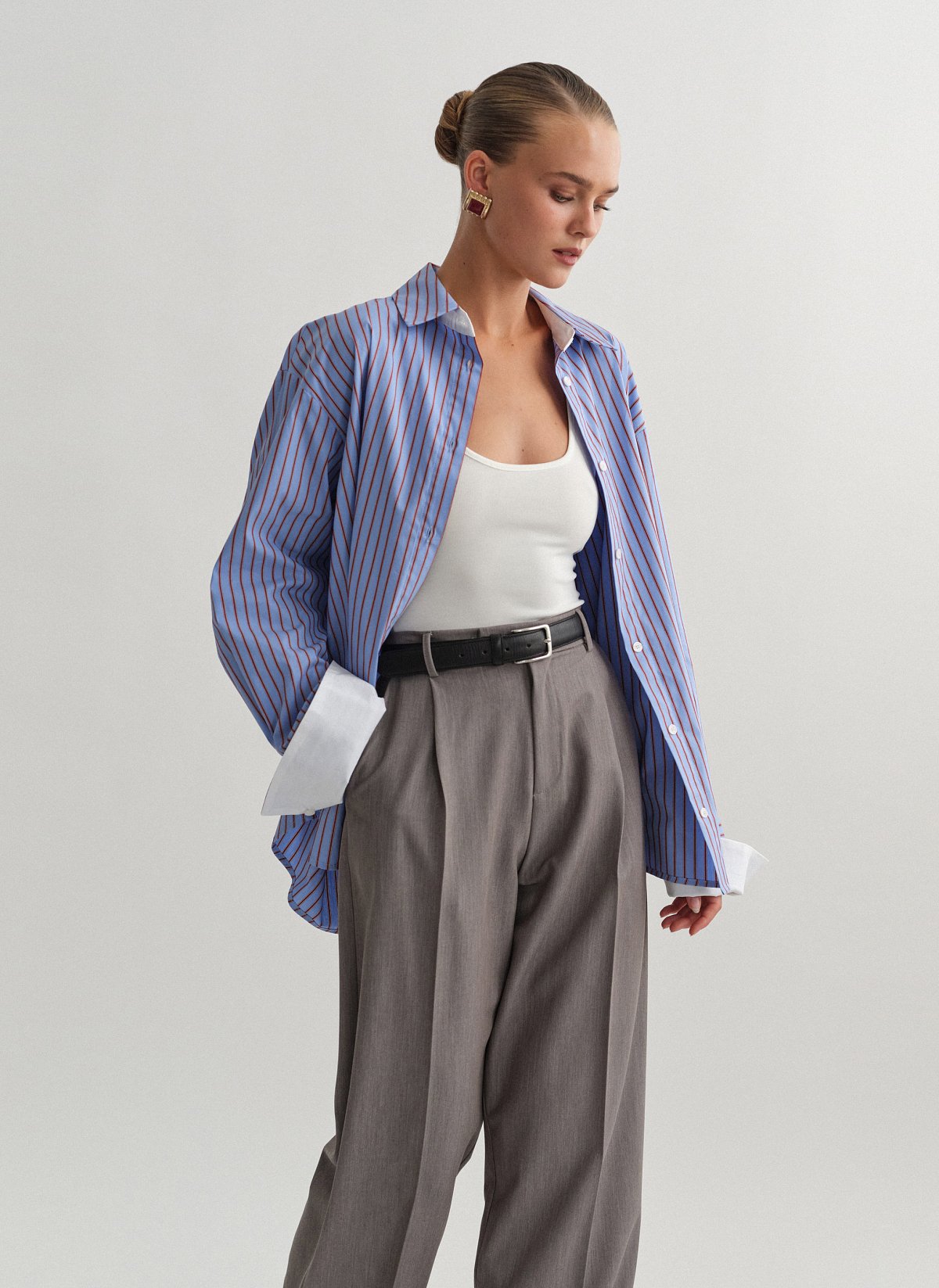 Γυναικείο oversized ριγέ πουκάμισο