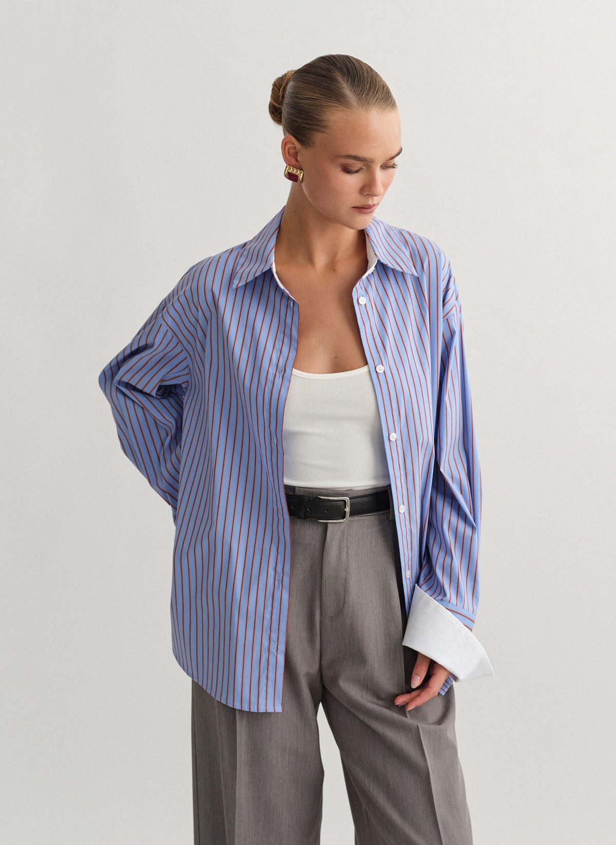 Γυναικείο oversized ριγέ πουκάμισο