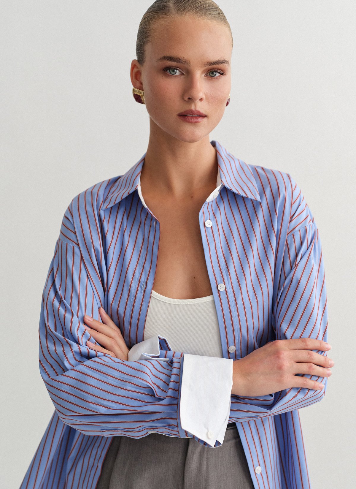 Γυναικείο oversized ριγέ πουκάμισο