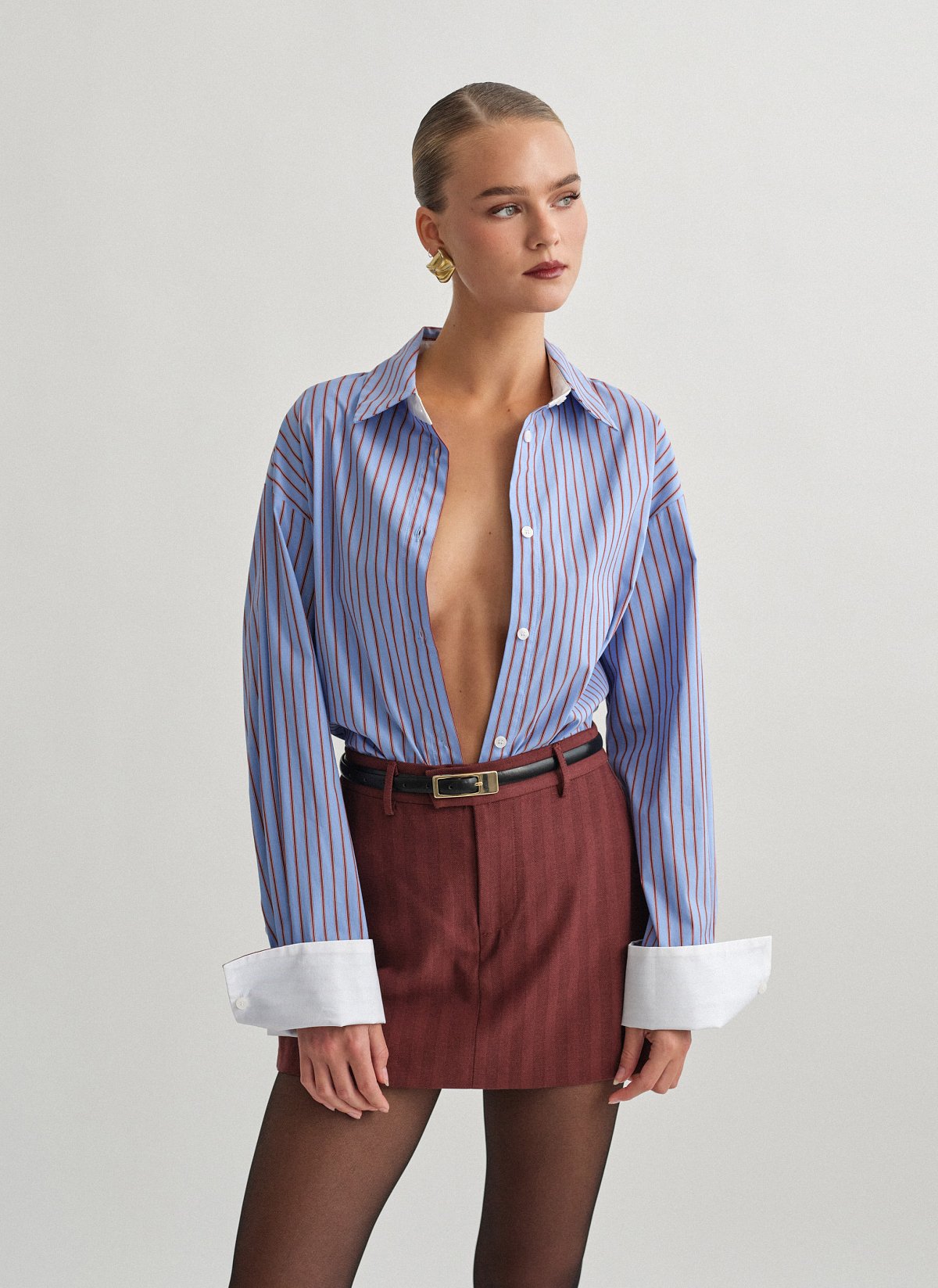 Γυναικείο oversized ριγέ πουκάμισο