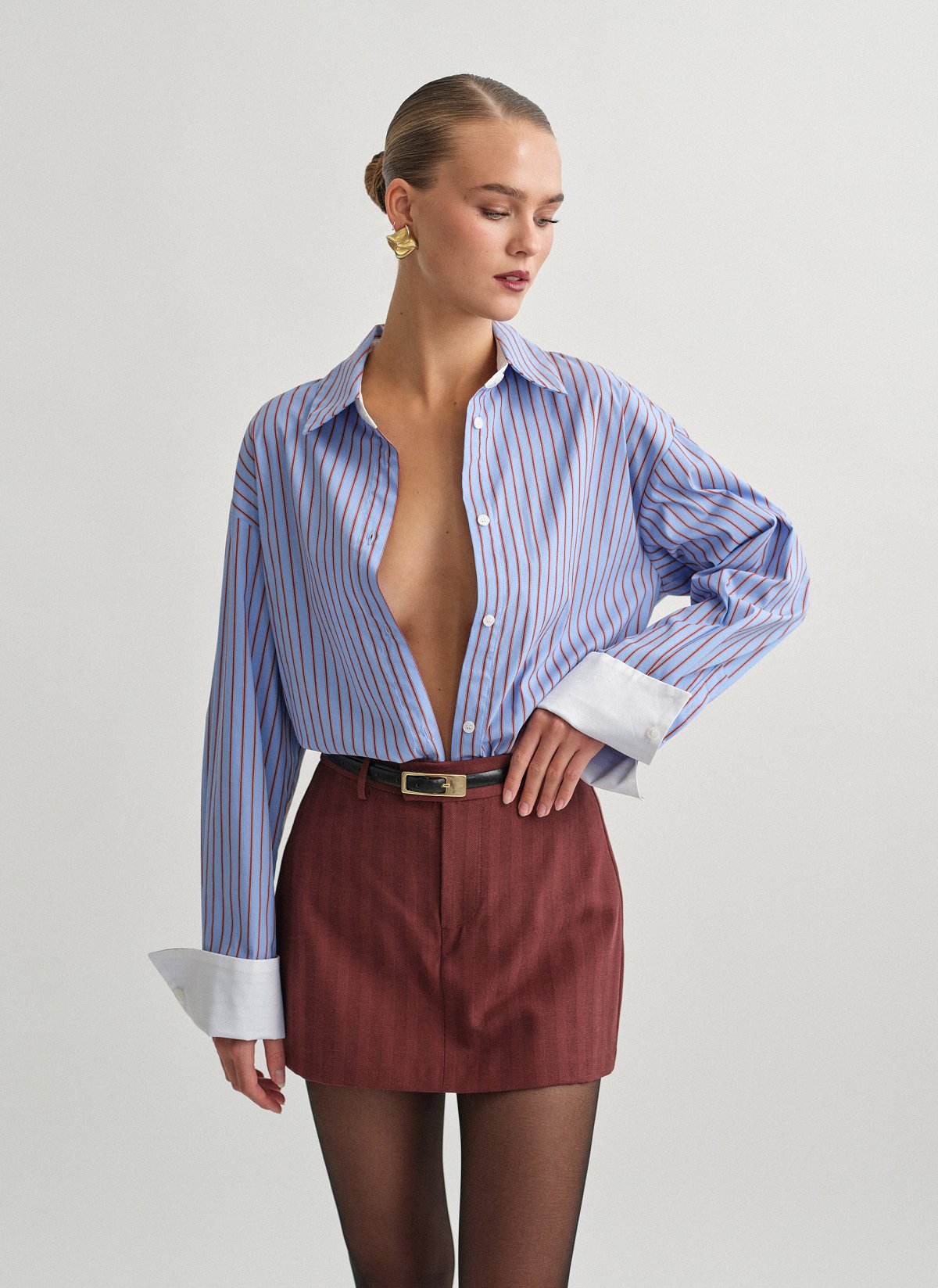 Γυναικείο oversized ριγέ πουκάμισο