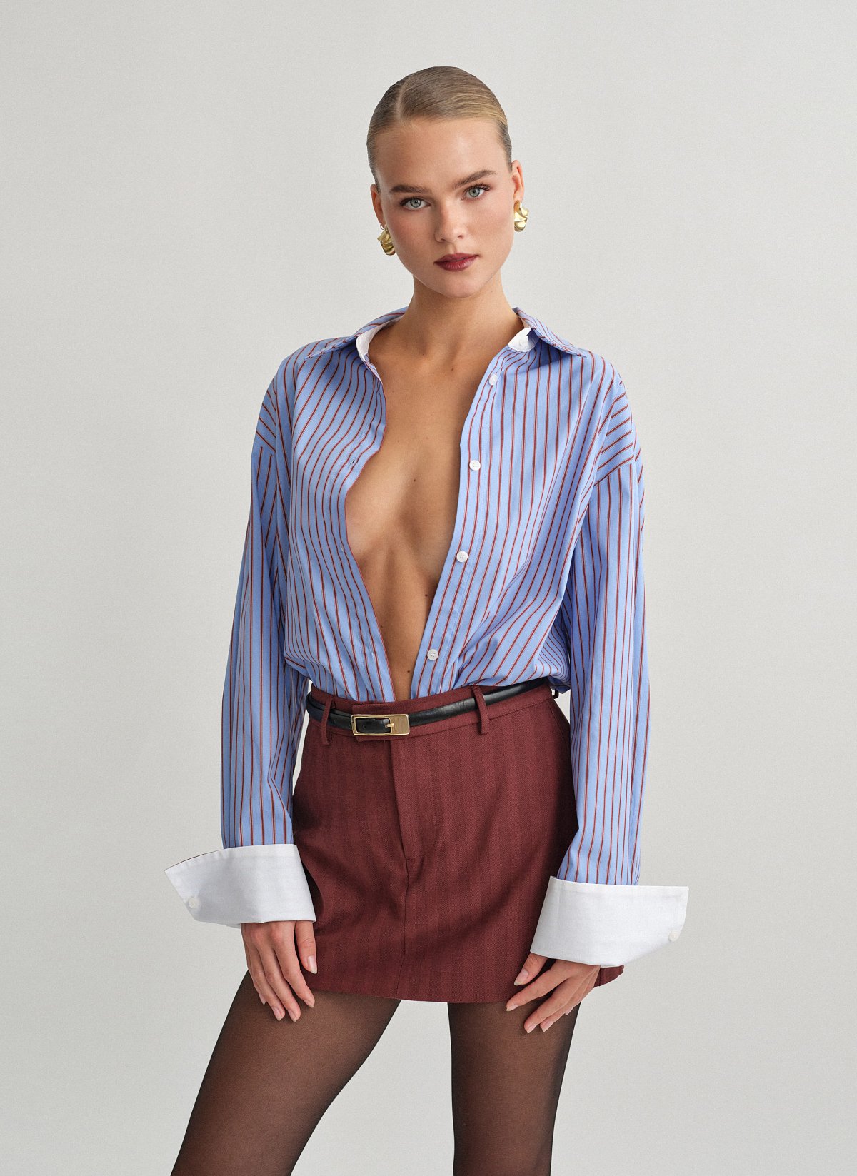 Γυναικείο oversized ριγέ πουκάμισο