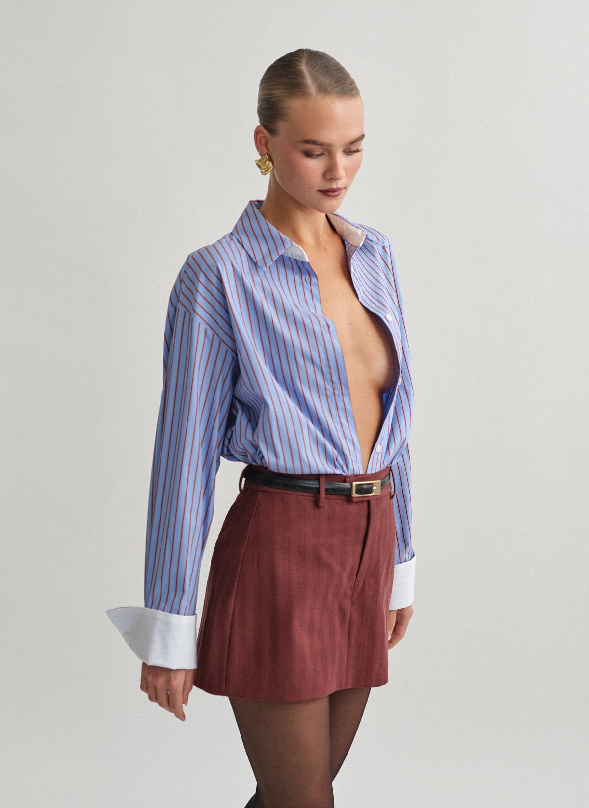 Γυναικείο oversized ριγέ πουκάμισο