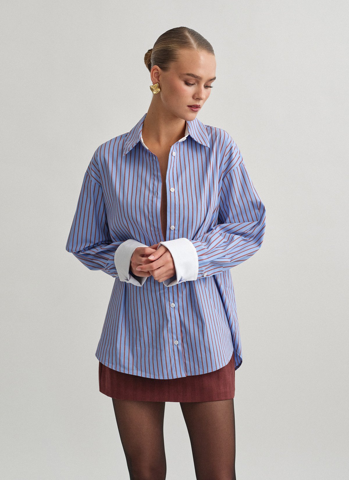 Γυναικείο oversized ριγέ πουκάμισο