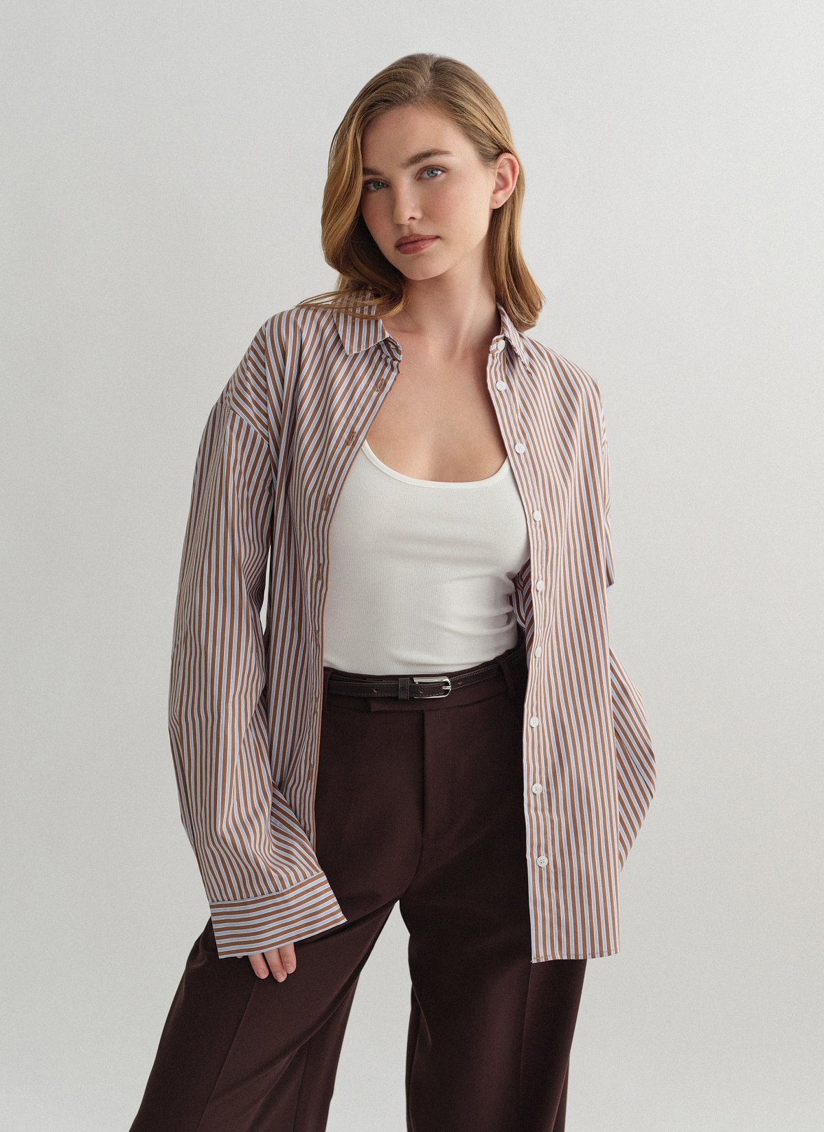 Γυναικείο oversized ριγέ πουκάμισο