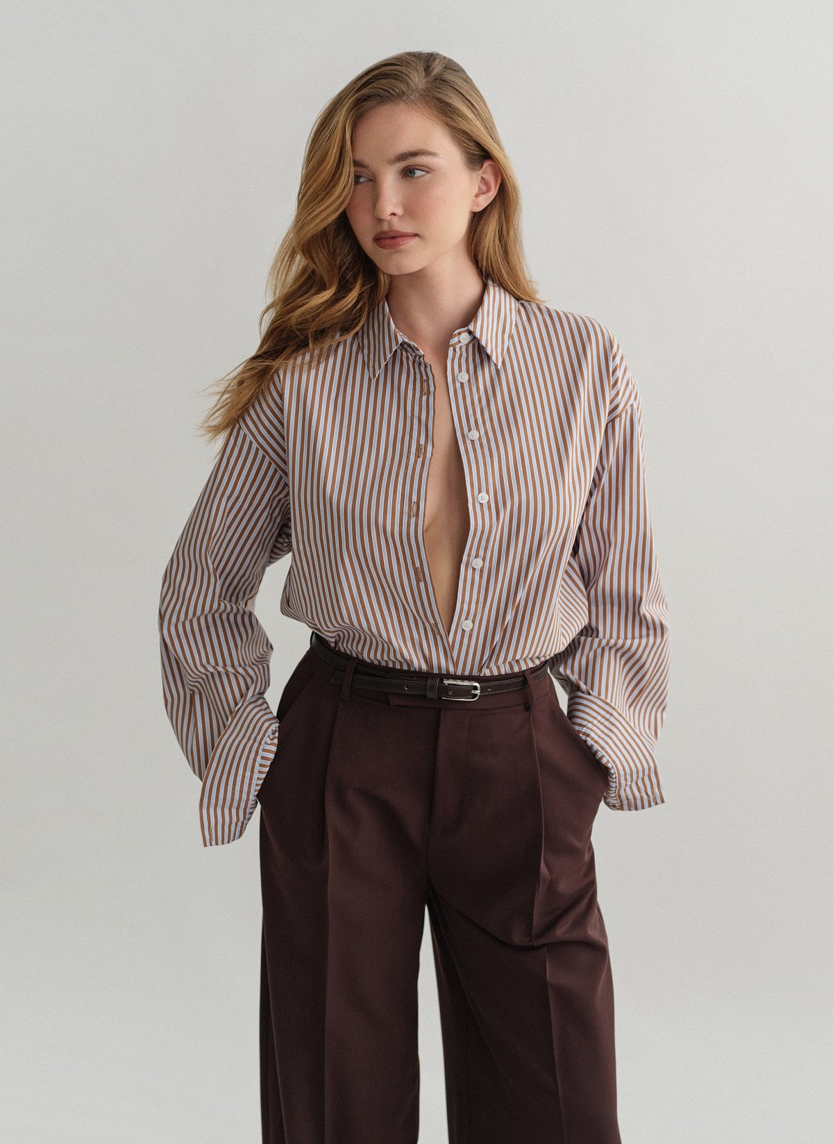 Γυναικείο oversized ριγέ πουκάμισο