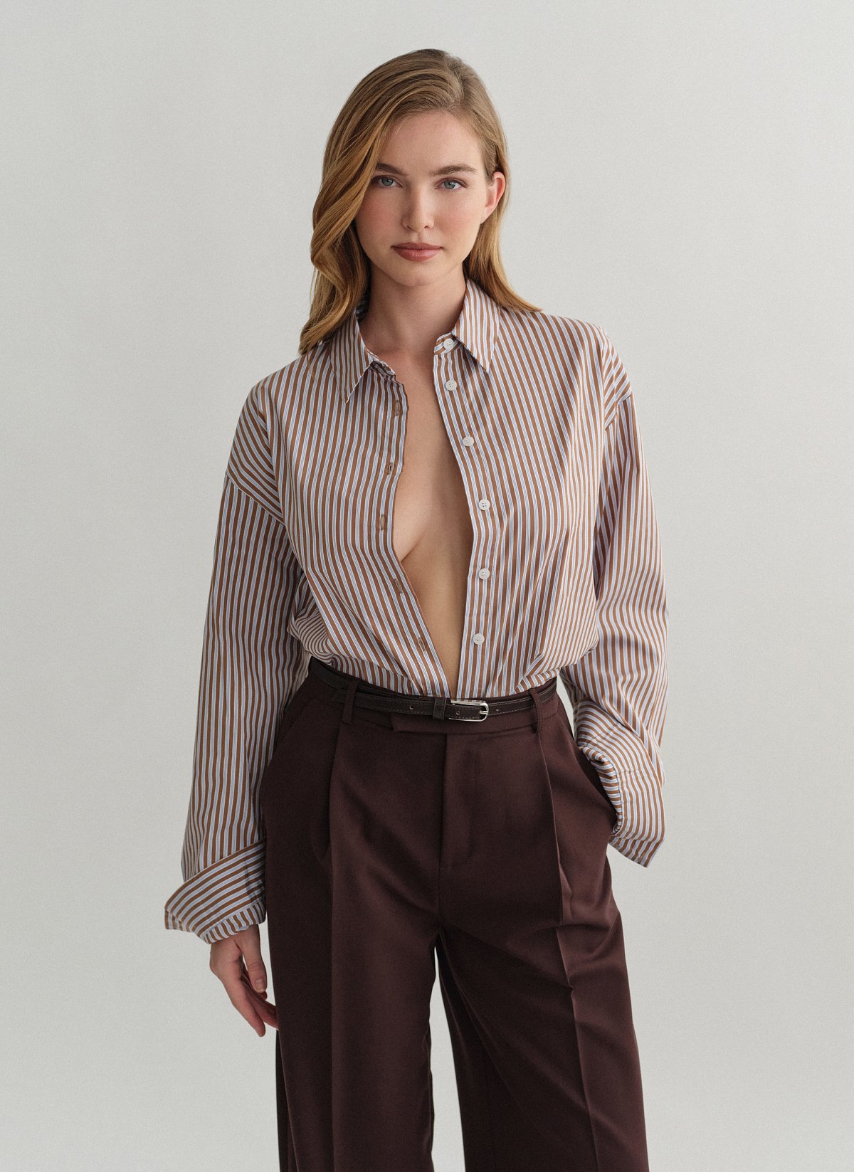 Γυναικείο oversized ριγέ πουκάμισο