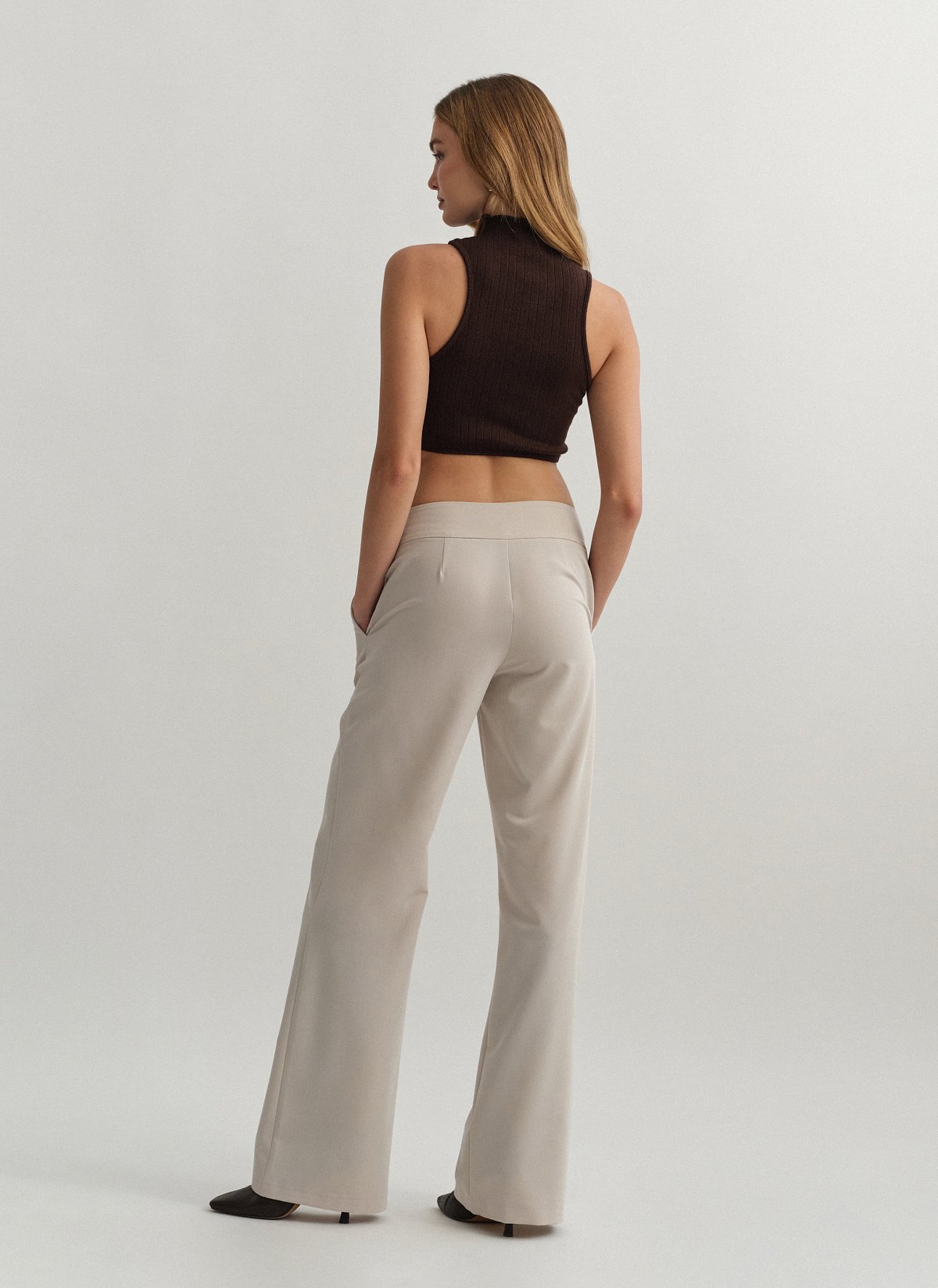 Mid-rise textured trousers-5