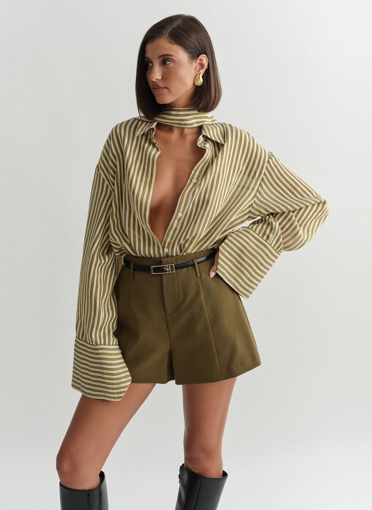 Γυναικείο oversized ριγέ ημιδιάφανο πουκάμισο