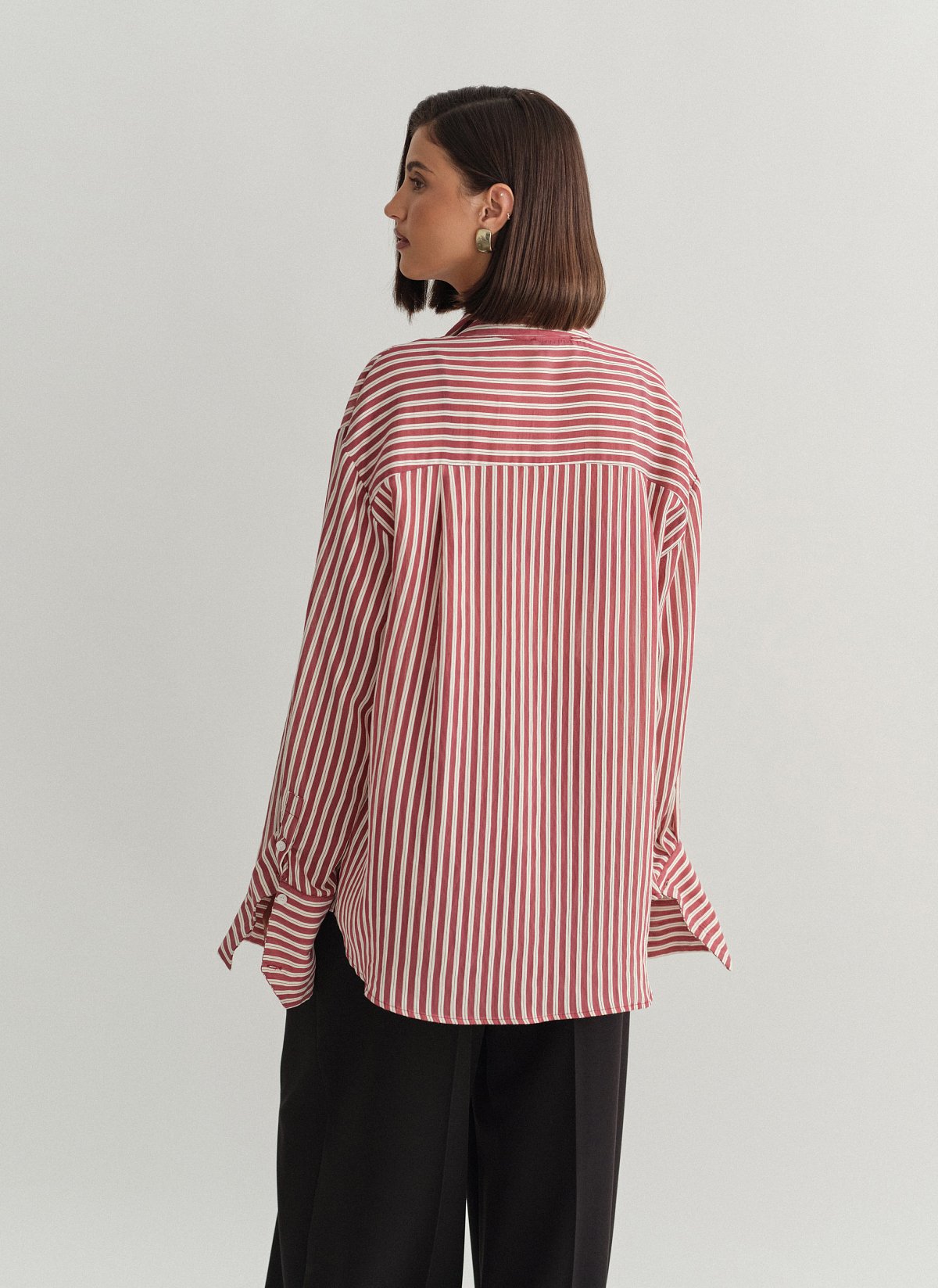 Γυναικείο oversized ριγέ ημιδιάφανο πουκάμισο