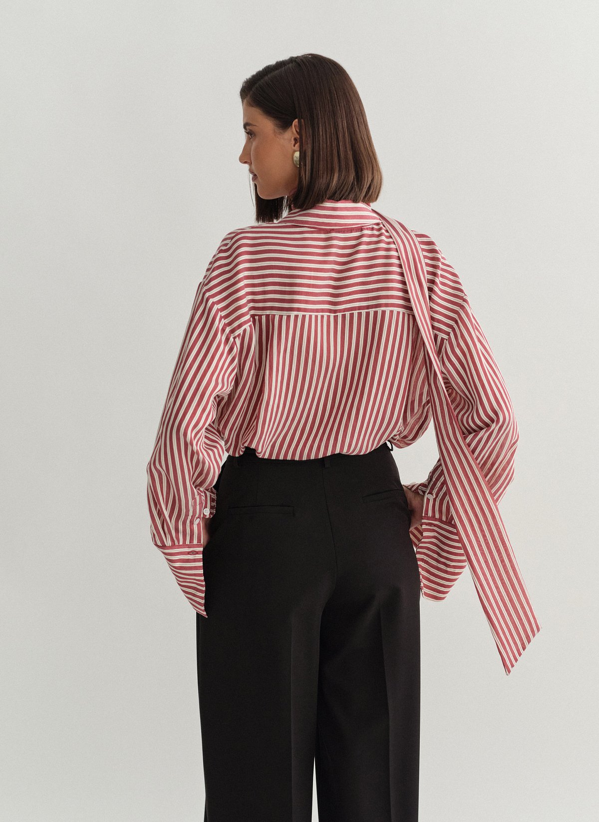 Γυναικείο oversized ριγέ ημιδιάφανο πουκάμισο