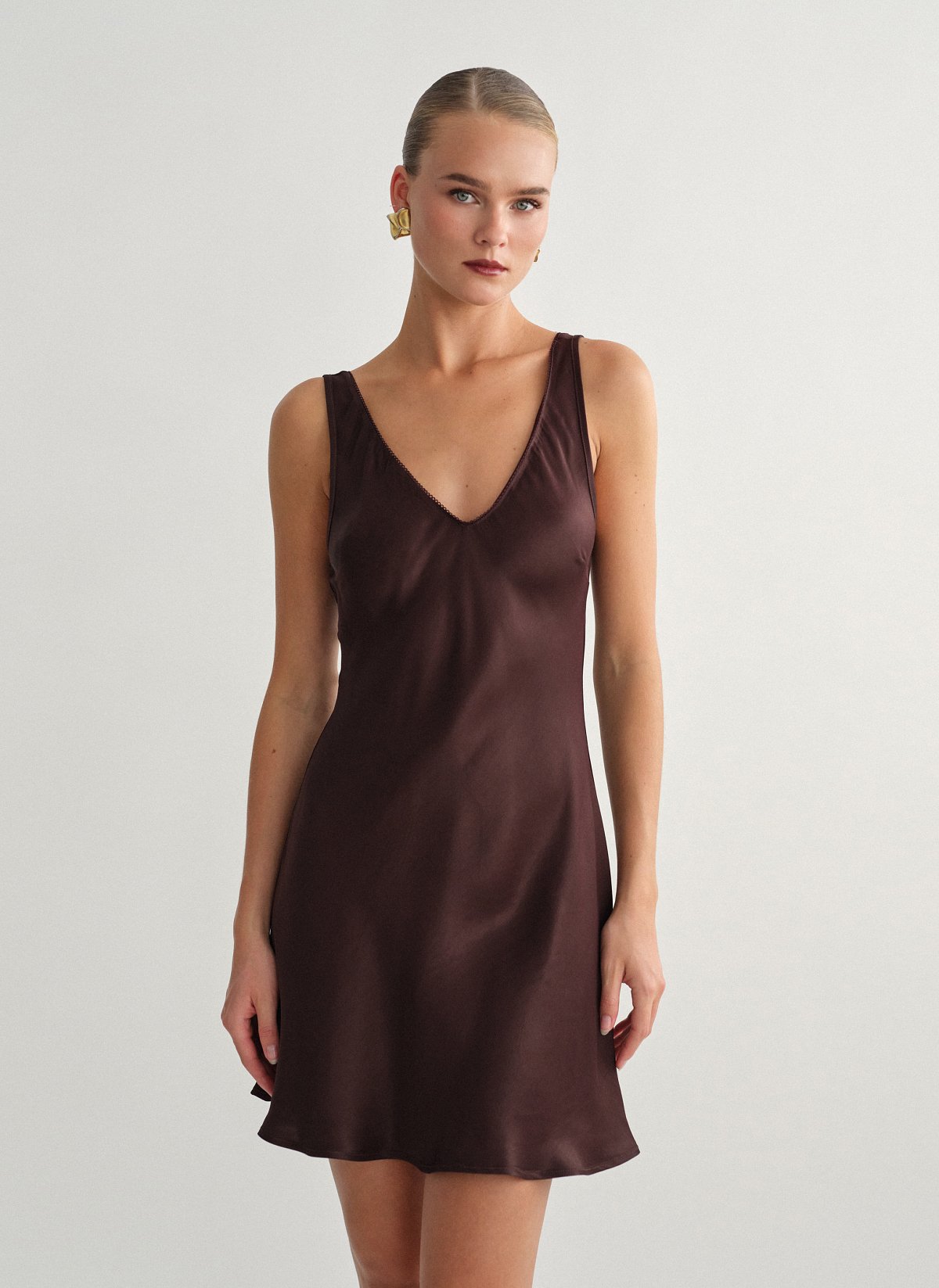Satin sleeveless mini dress-4