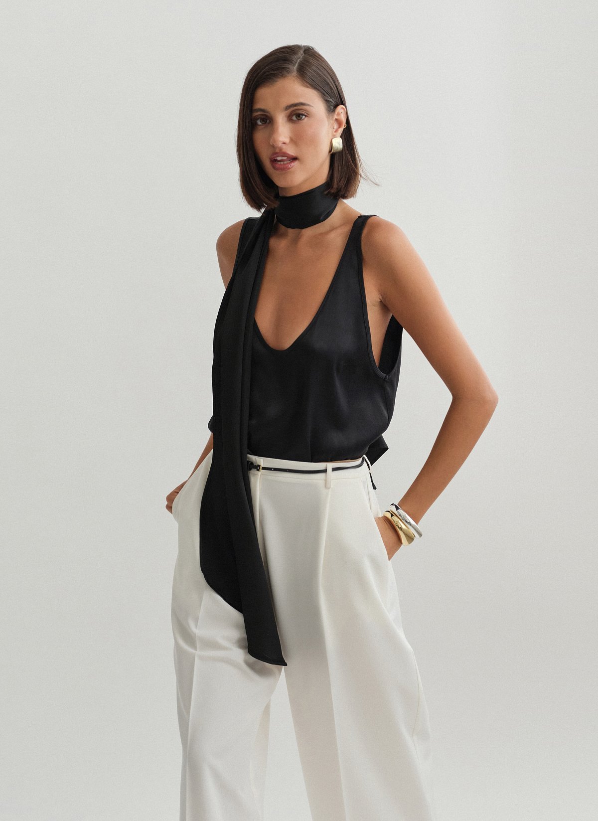 Satin sleeveless blouse-6