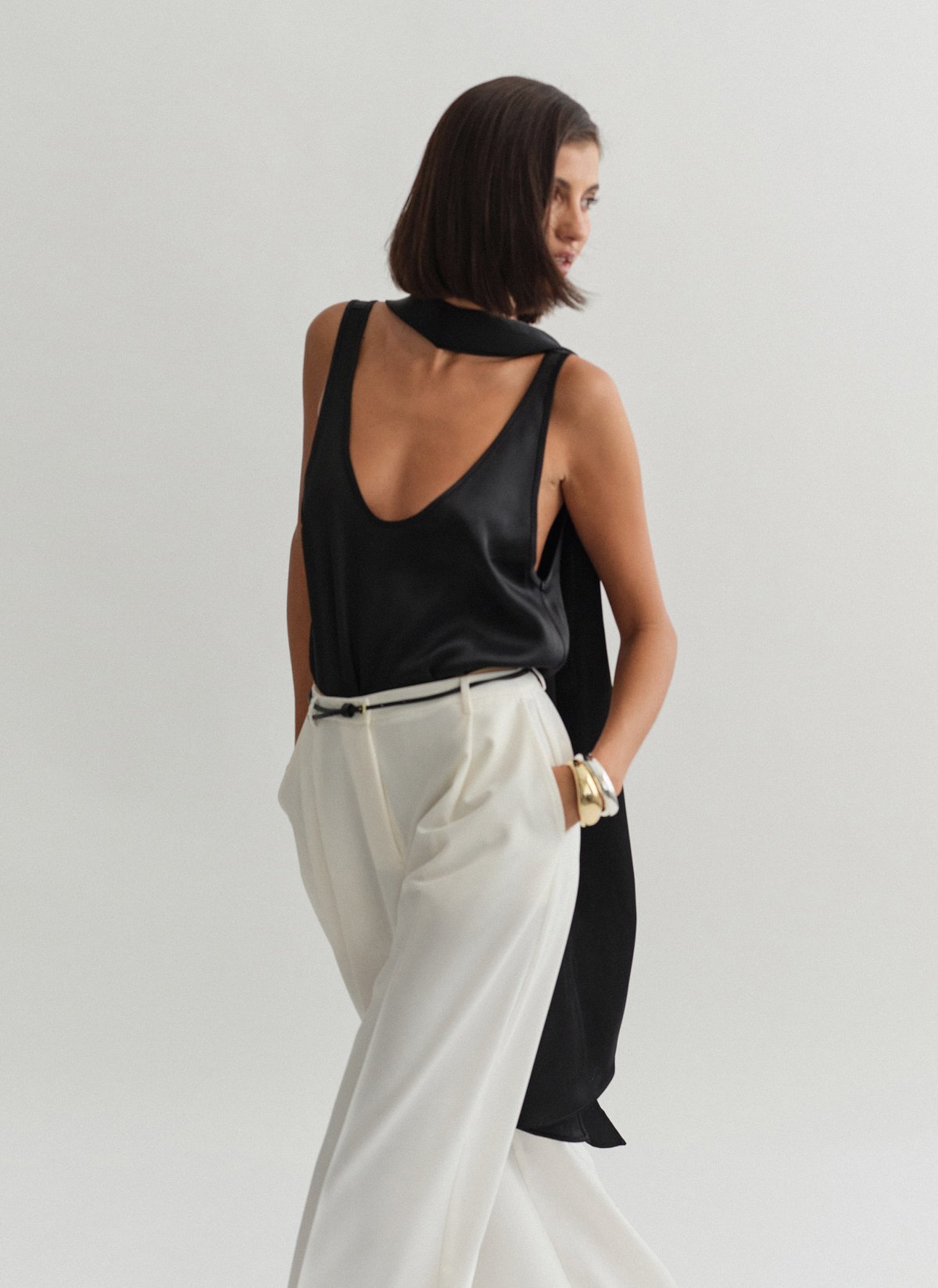 Satin sleeveless blouse-0