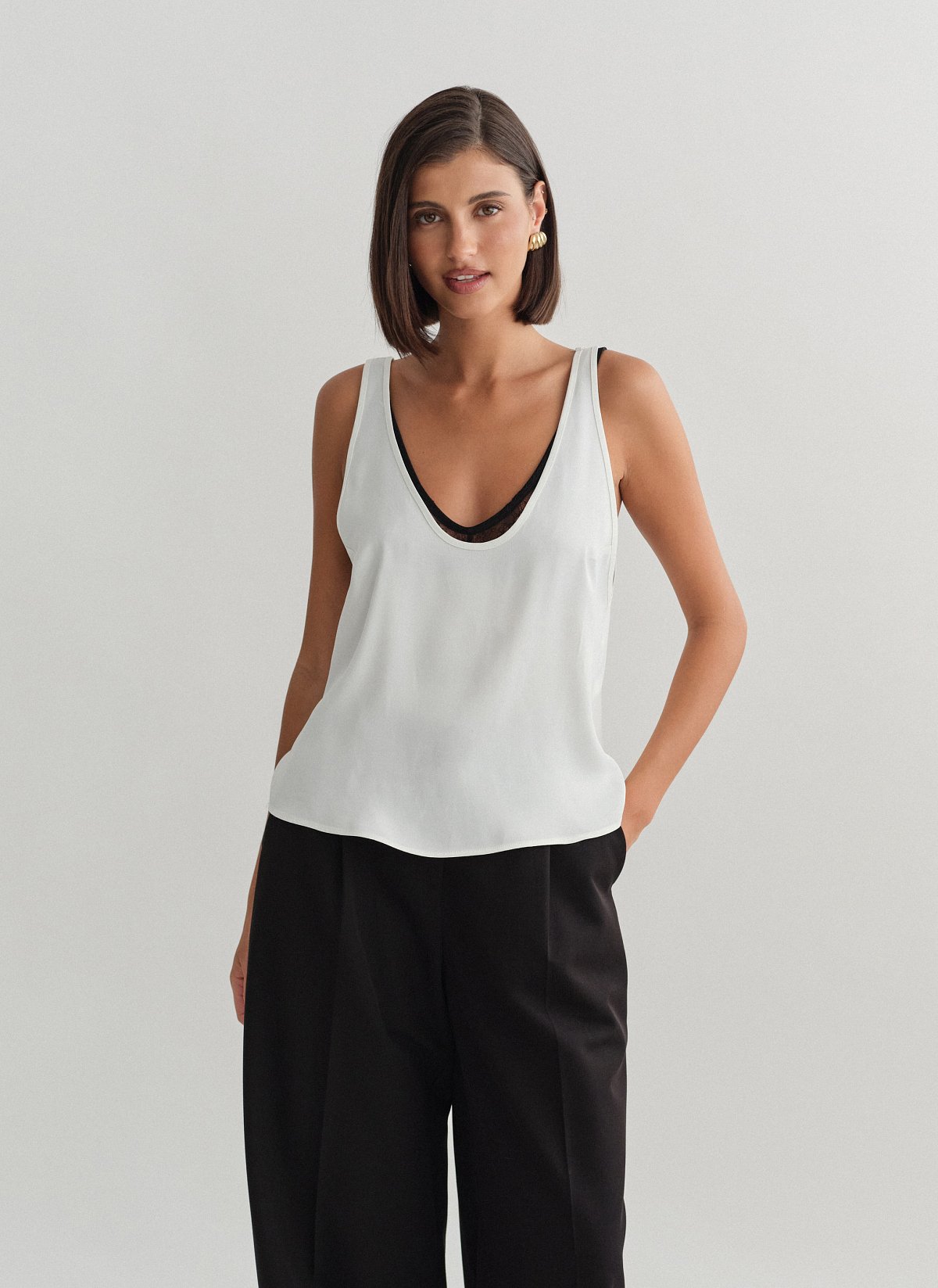 Satin sleeveless blouse-14