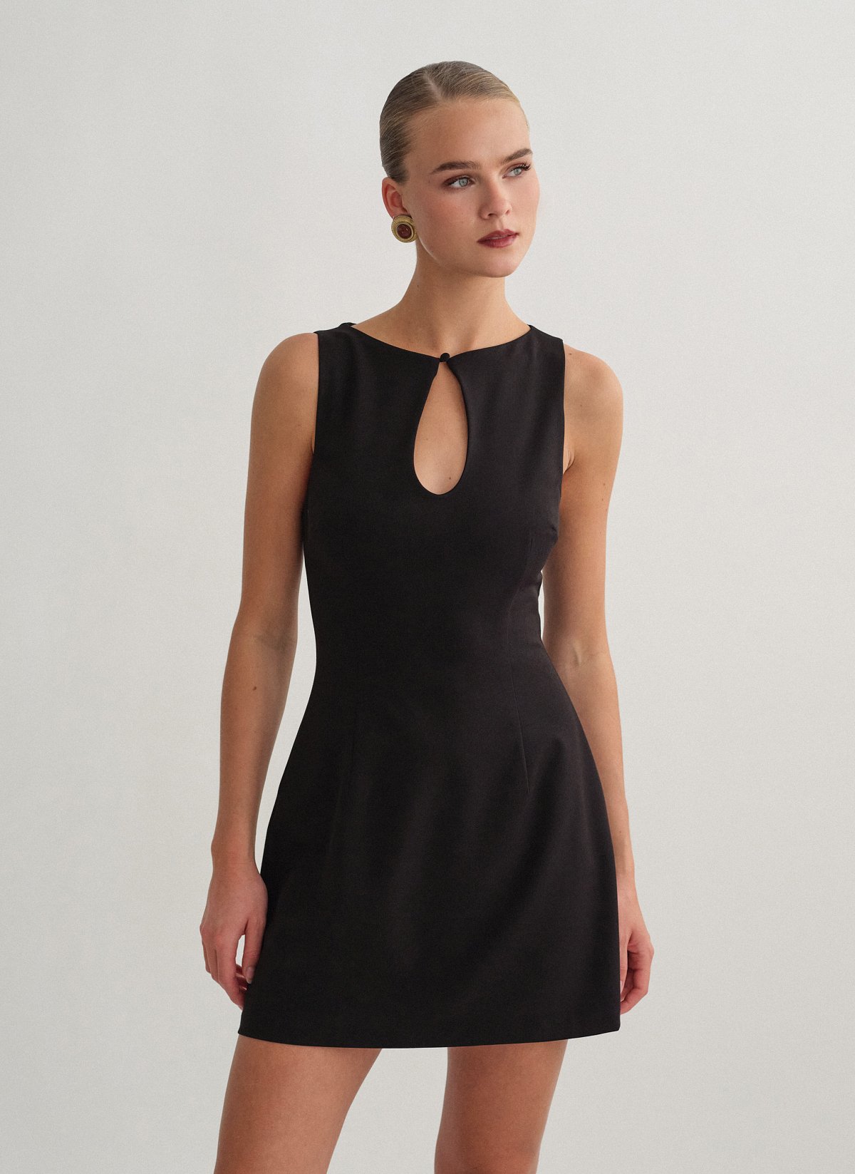 Textured mini dress with cut-out detail-5