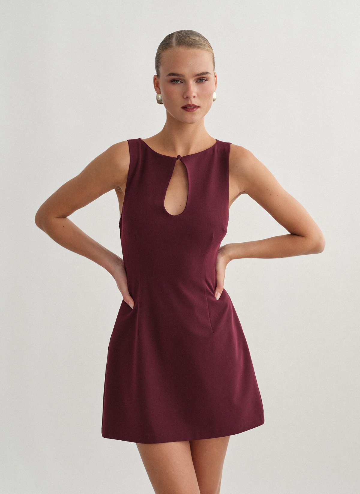 Textured mini dress with cut-out detail-1