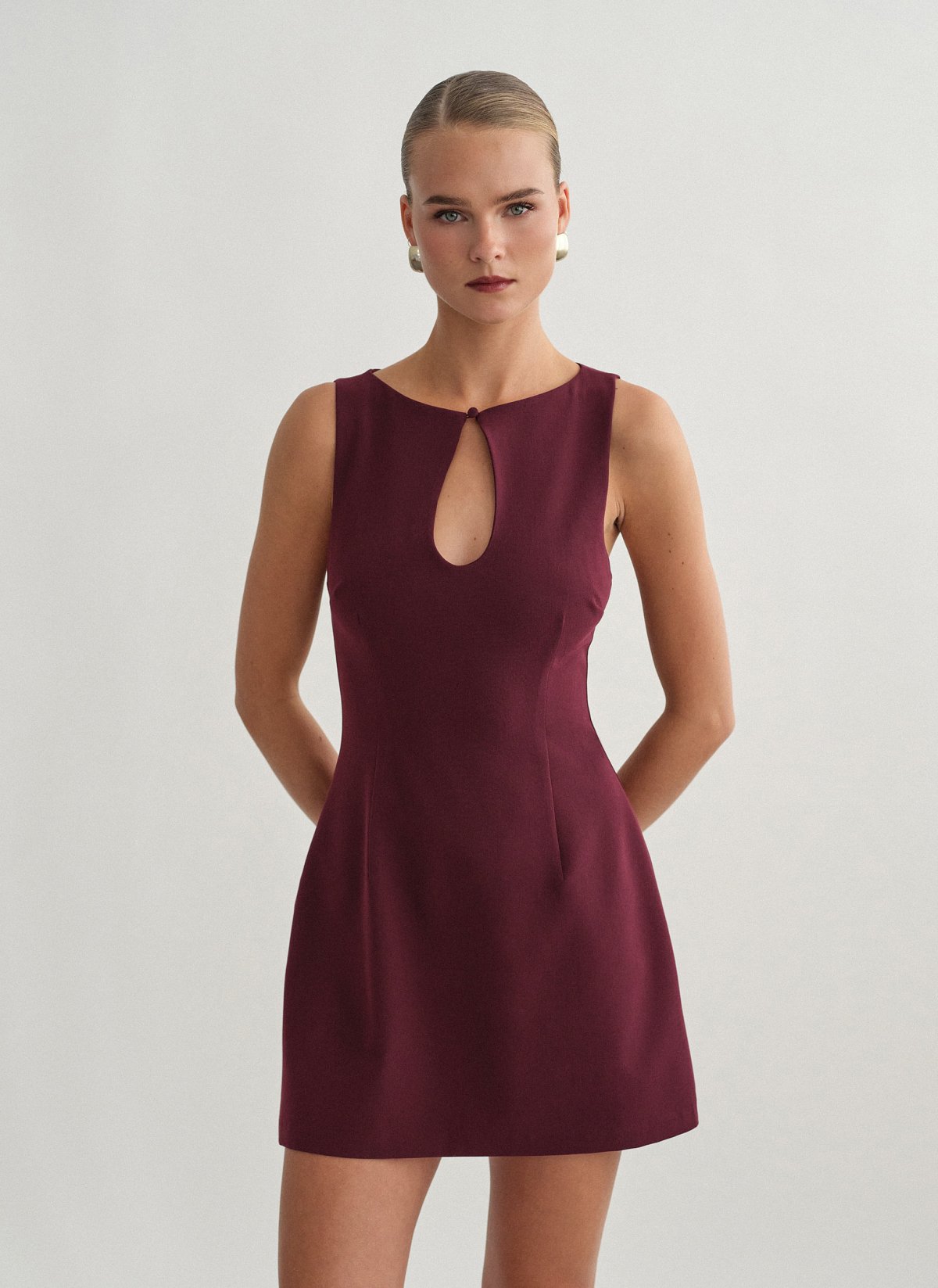 Textured mini dress with cut-out detail-0