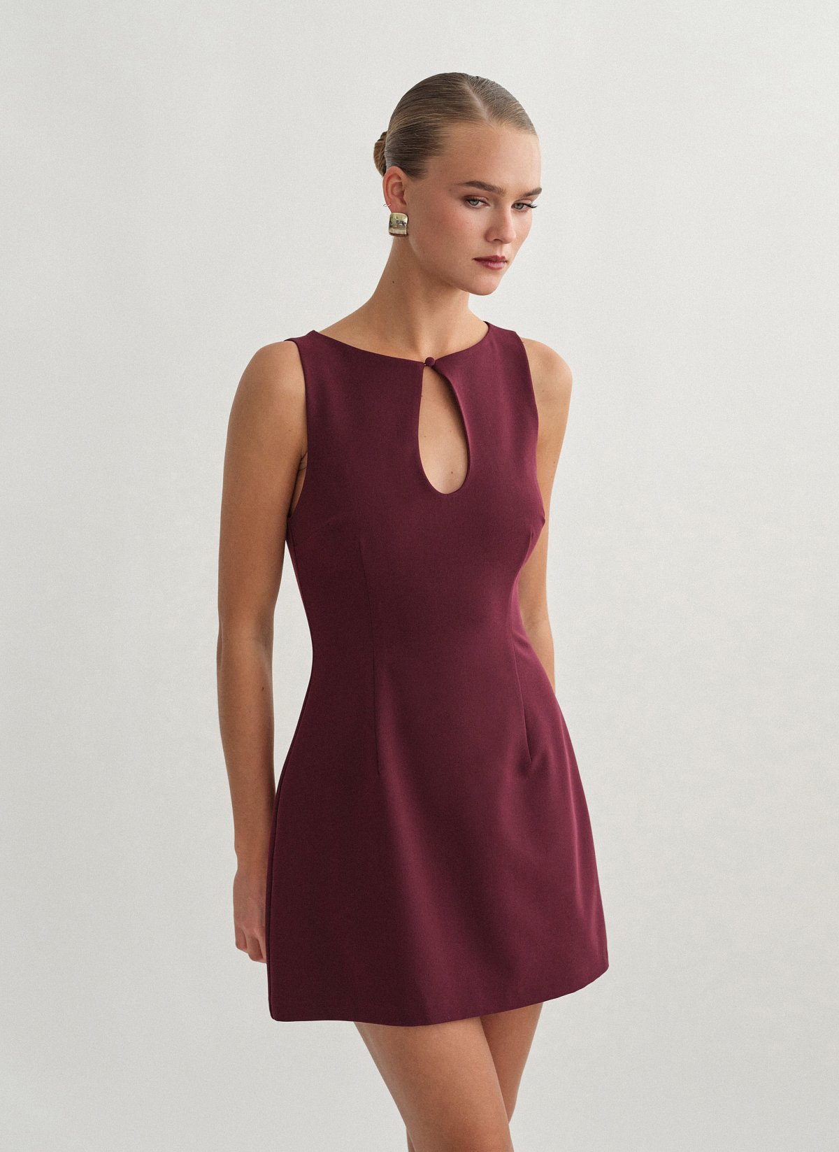 Textured mini dress with cut-out detail-3