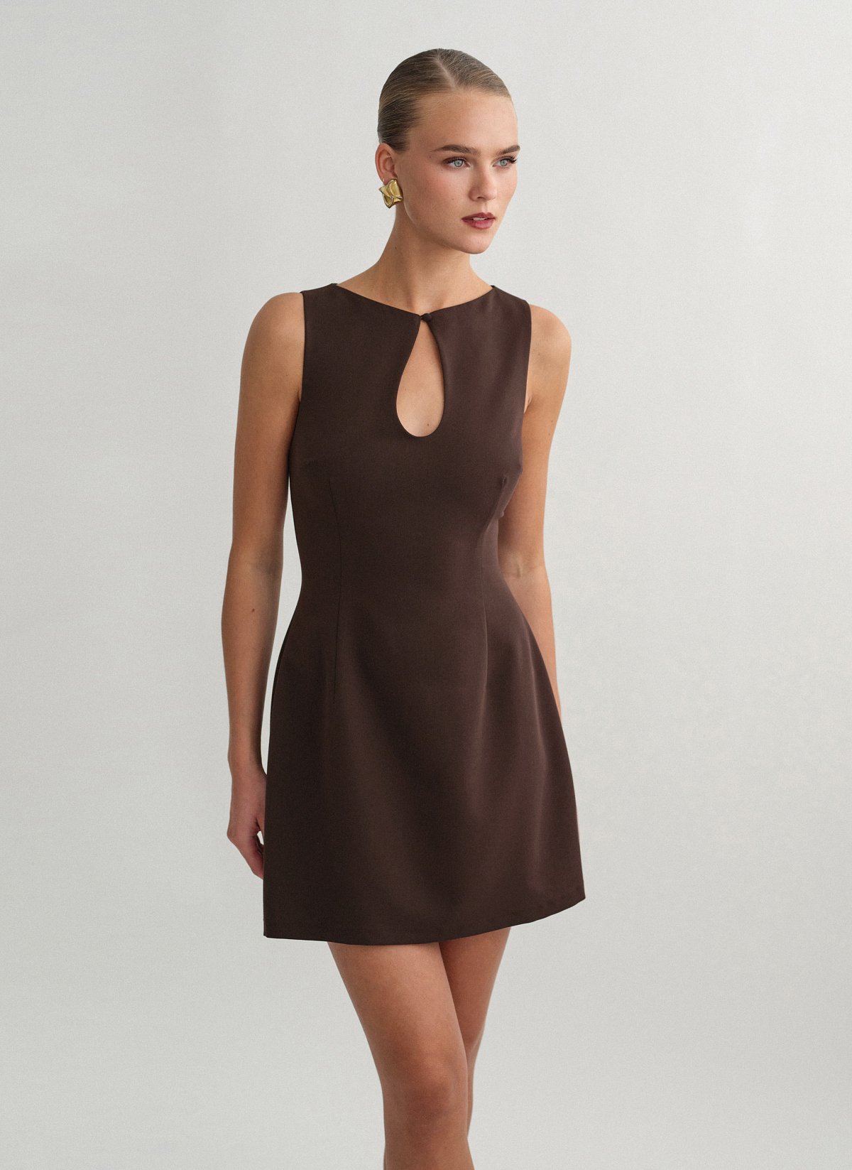 Textured mini dress with cut-out detail-10