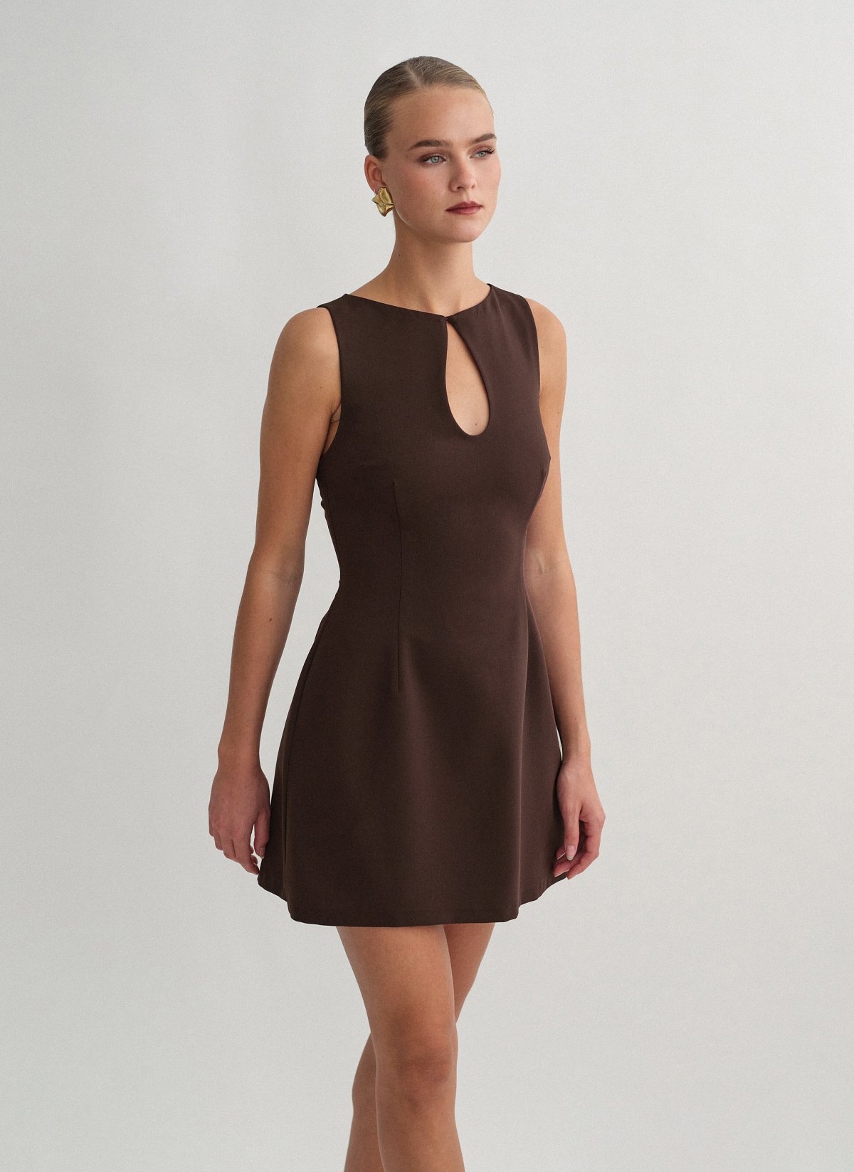 Textured mini dress with cut-out detail-12