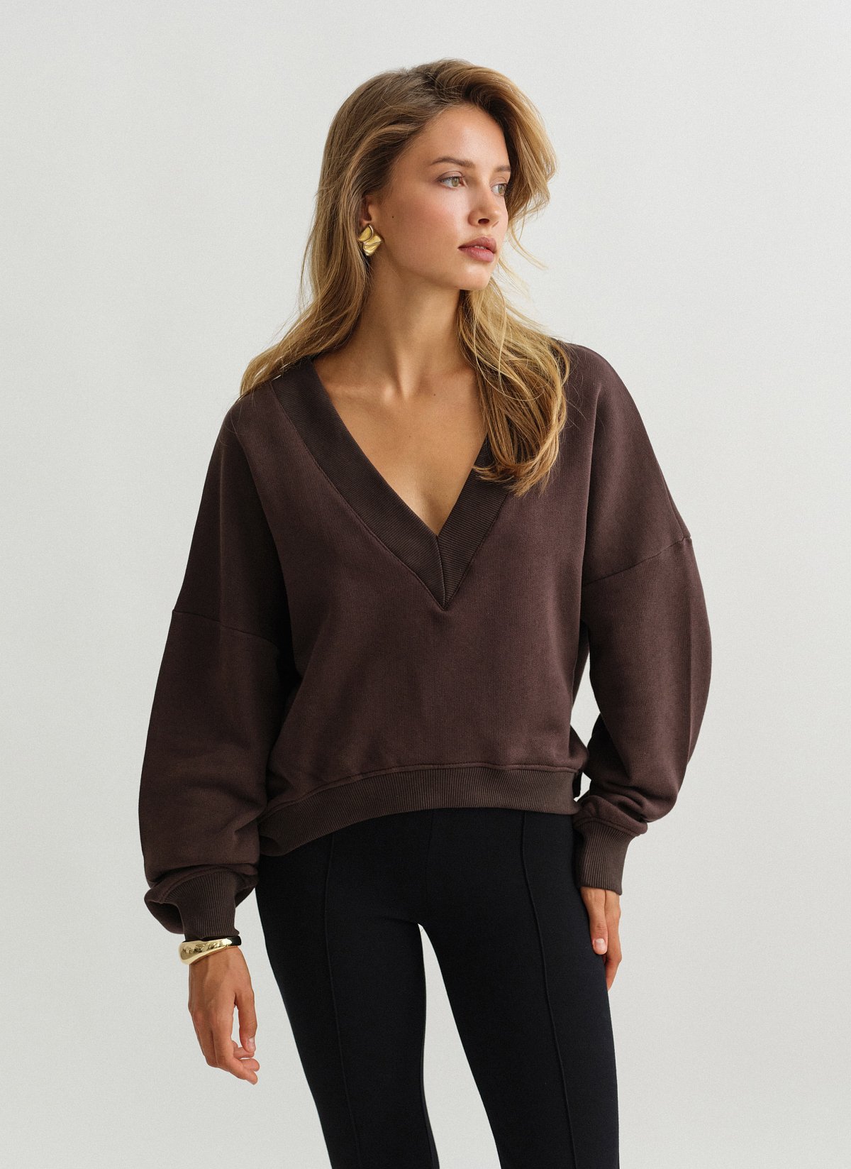 Γυναικείο μακρυμάνικο φούτερ με λαιμόκοψη V