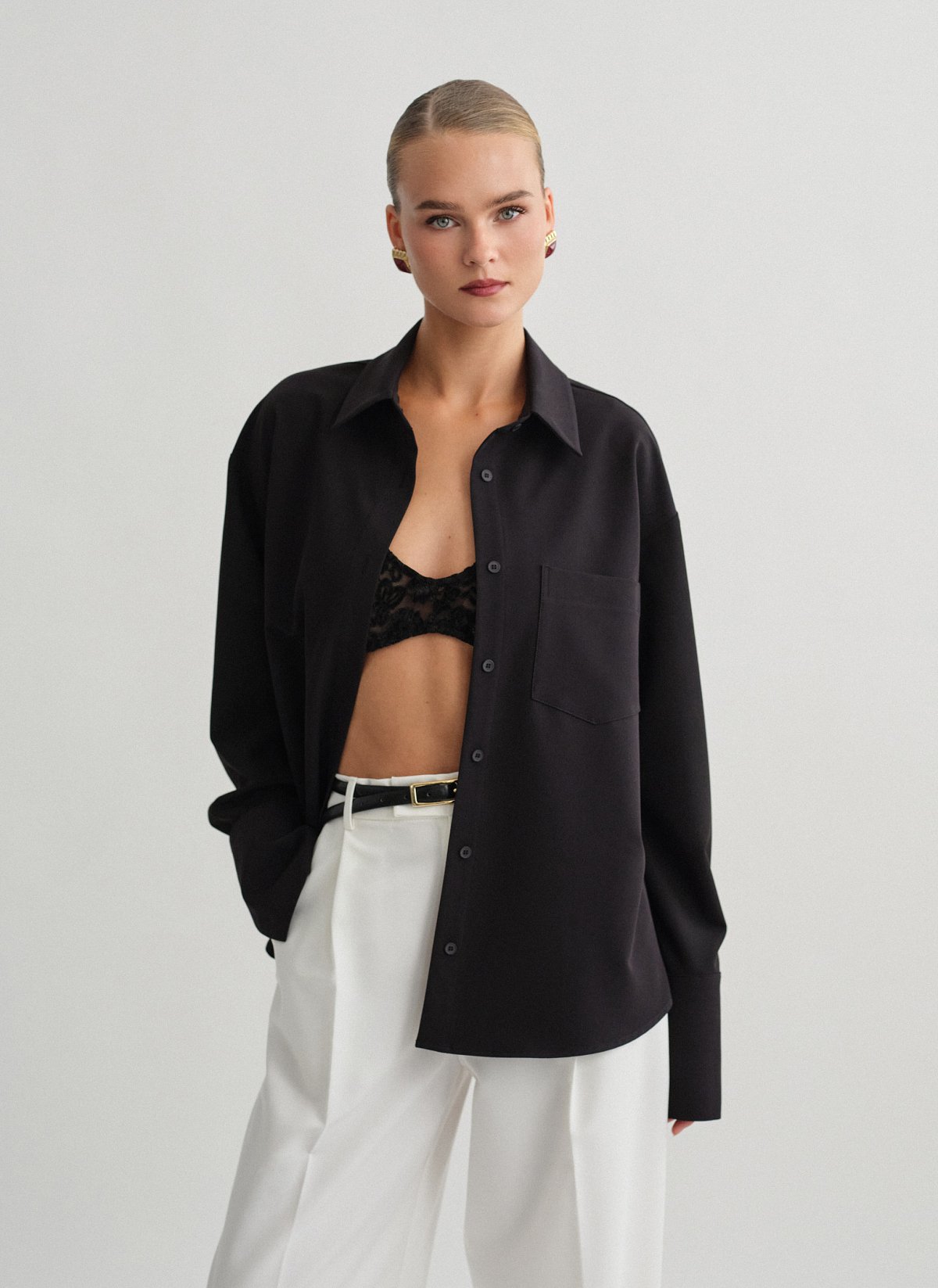 Γυναικείο υφασμάτινο oversized πουκάμισο