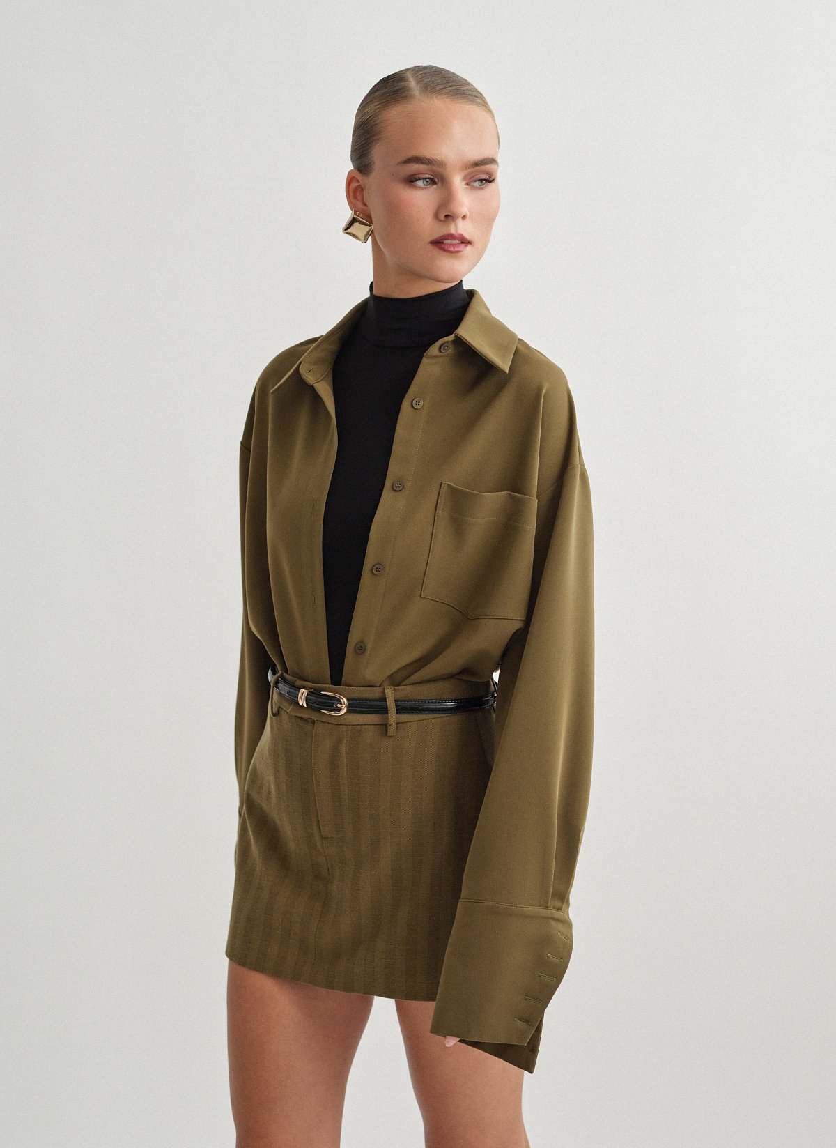 Γυναικείο υφασμάτινο oversized πουκάμισο