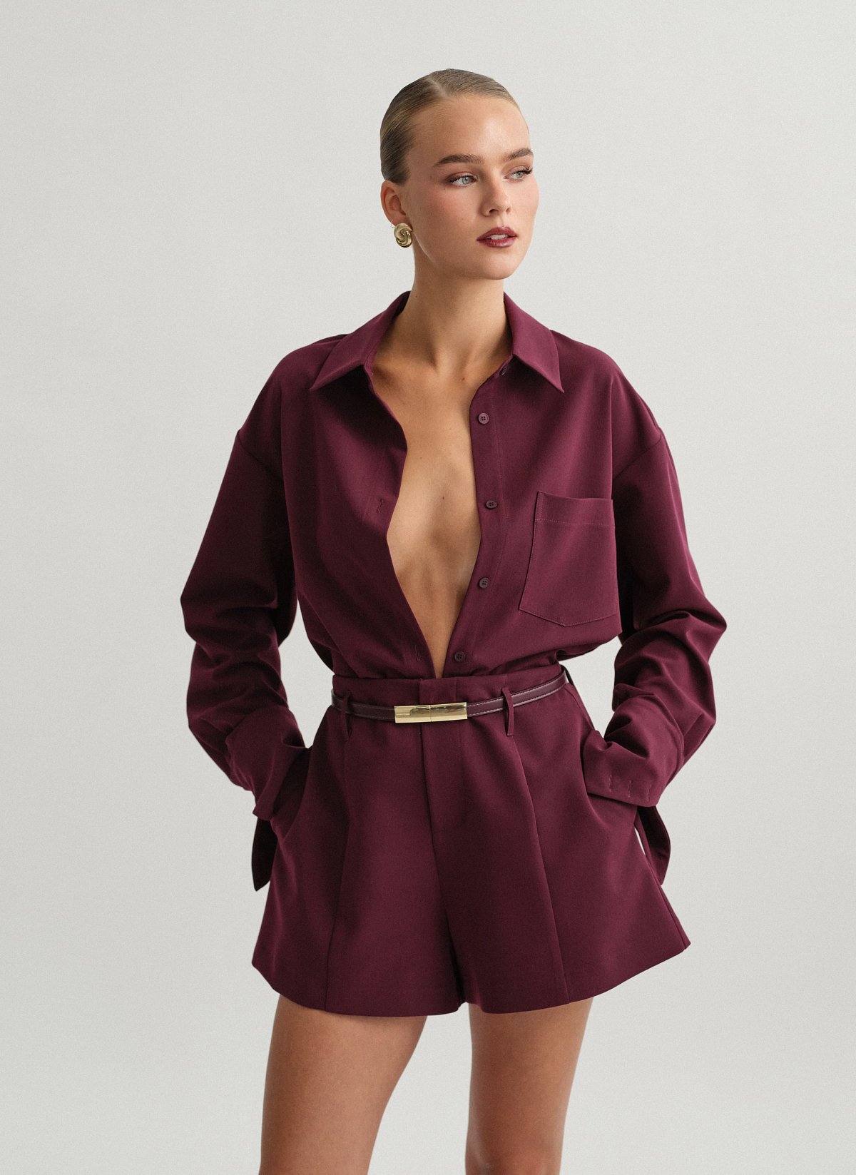 Γυναικείο υφασμάτινο oversized πουκάμισο