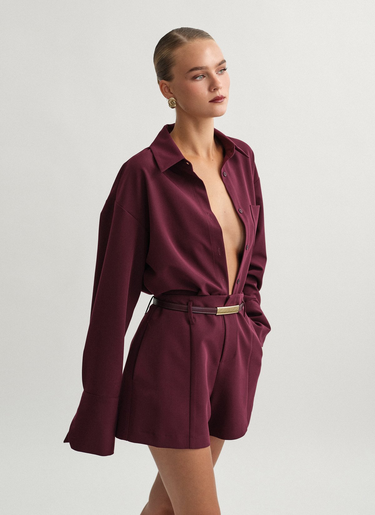 Γυναικείο υφασμάτινο oversized πουκάμισο