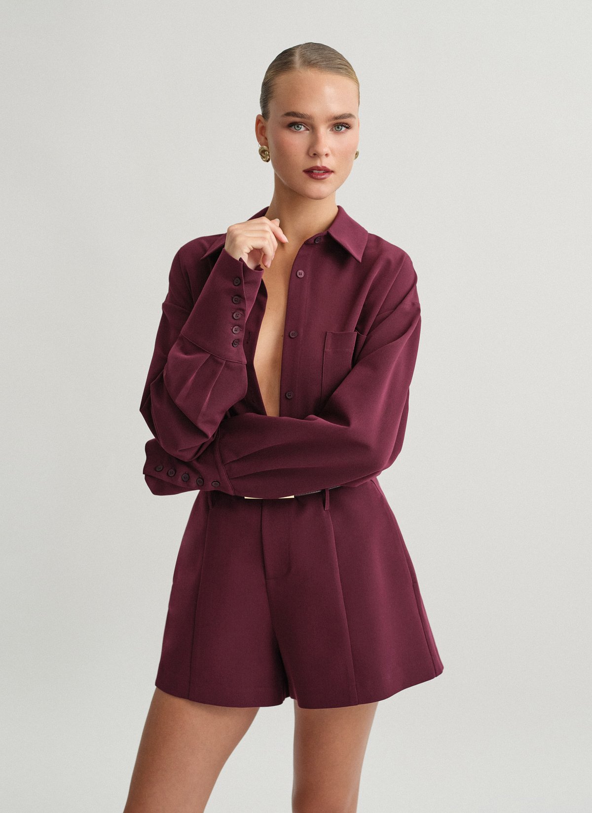 Γυναικείο υφασμάτινο oversized πουκάμισο