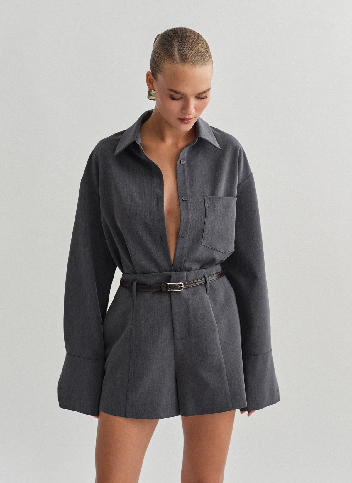 Γυναικείο υφασμάτινο oversized πουκάμισο