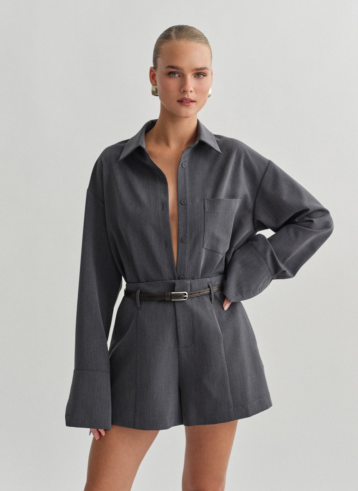 Γυναικείο υφασμάτινο oversized πουκάμισο