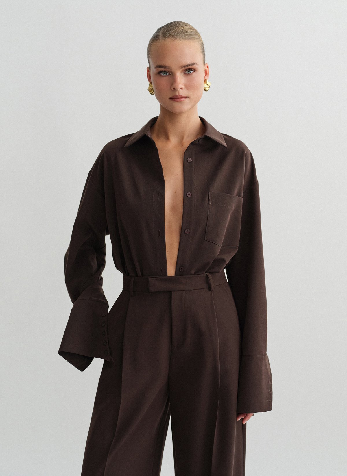 Γυναικείο υφασμάτινο oversized πουκάμισο