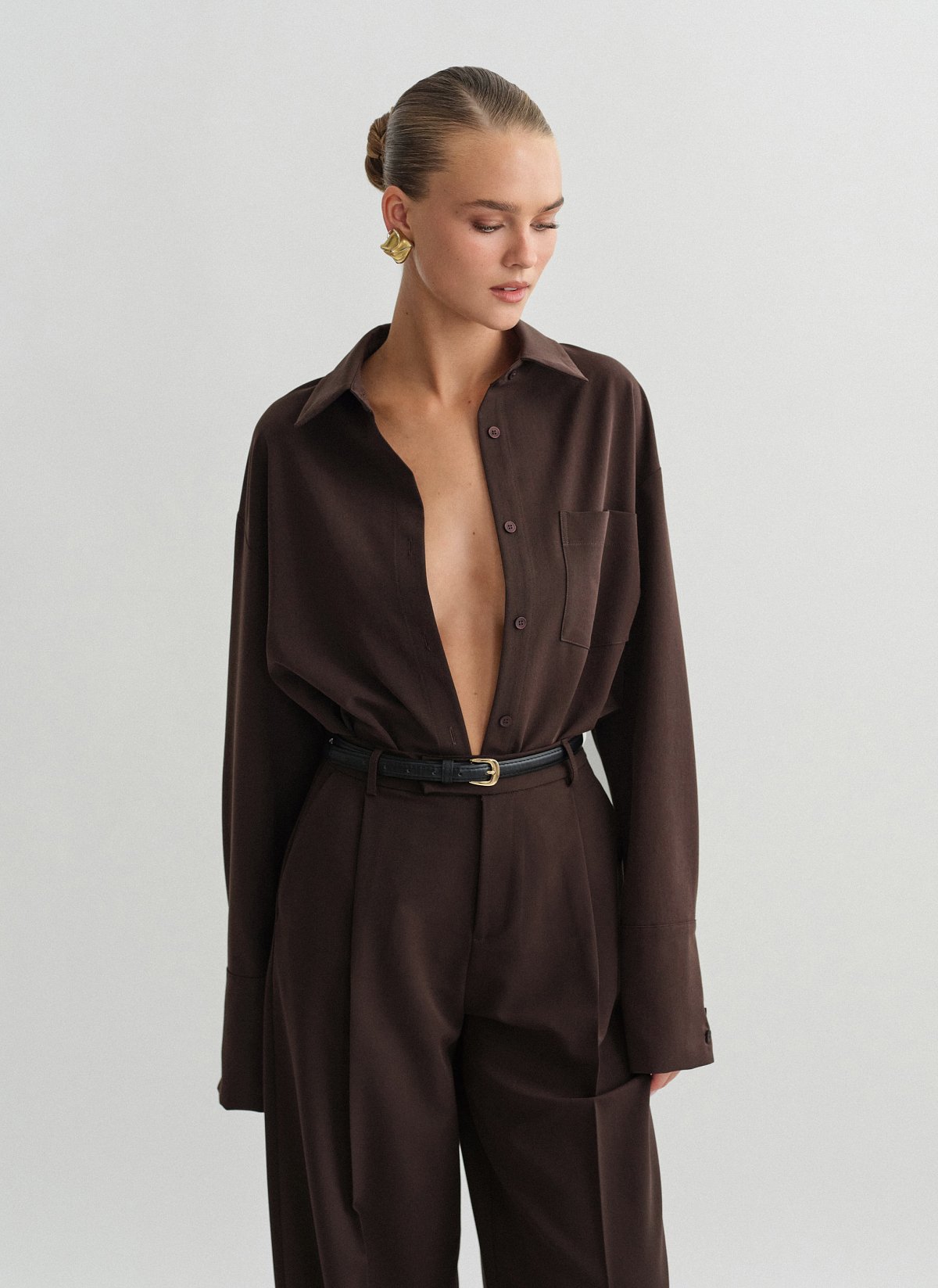 Γυναικείο υφασμάτινο oversized πουκάμισο