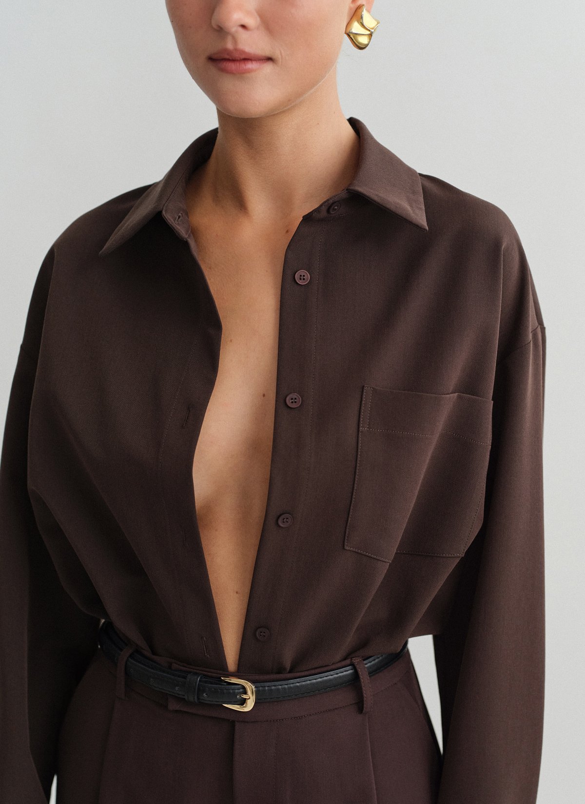 Γυναικείο υφασμάτινο oversized πουκάμισο