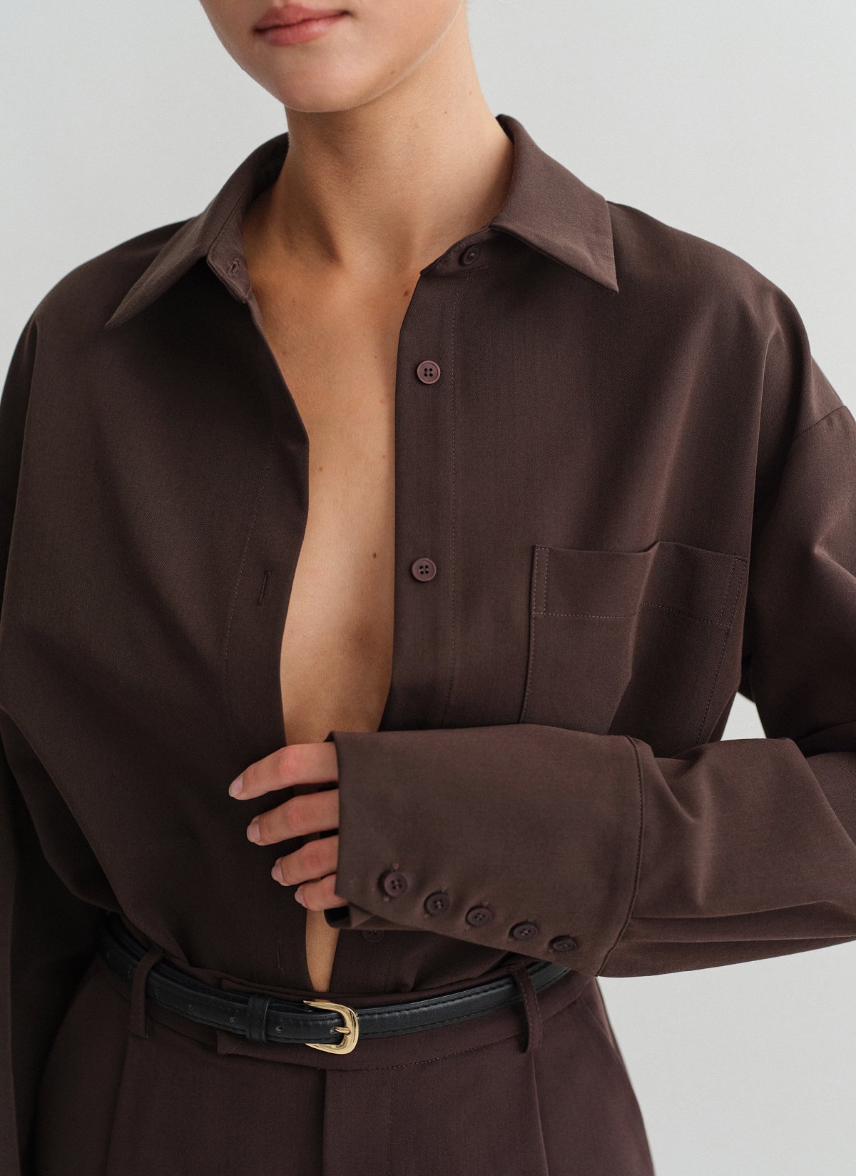 Γυναικείο υφασμάτινο oversized πουκάμισο