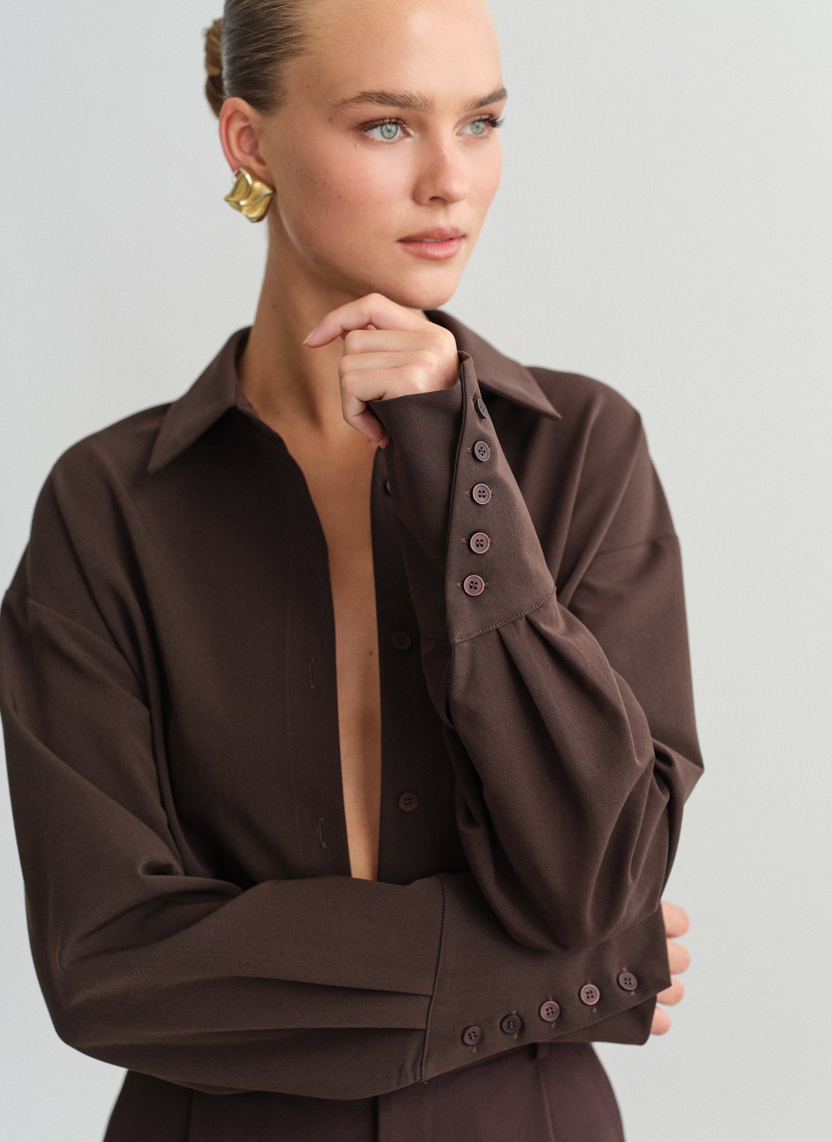 Γυναικείο υφασμάτινο oversized πουκάμισο