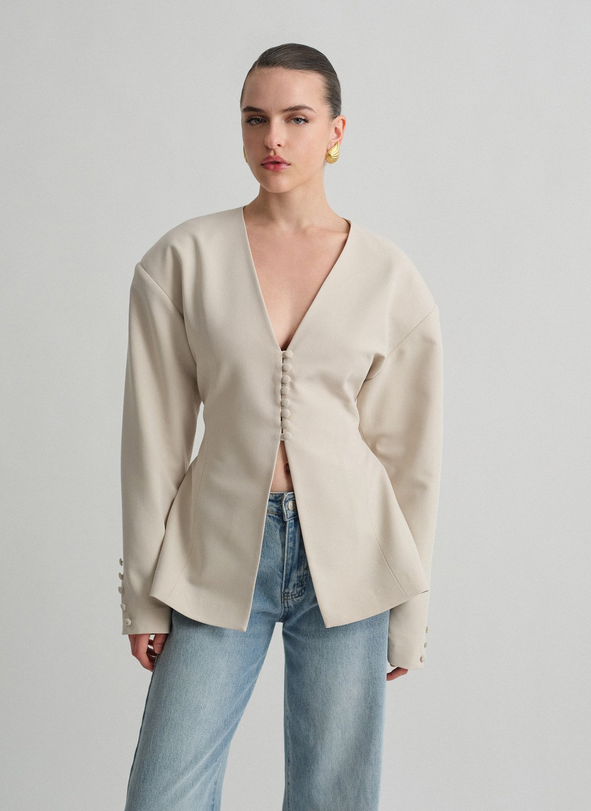 Fitted blazer with buttons-11